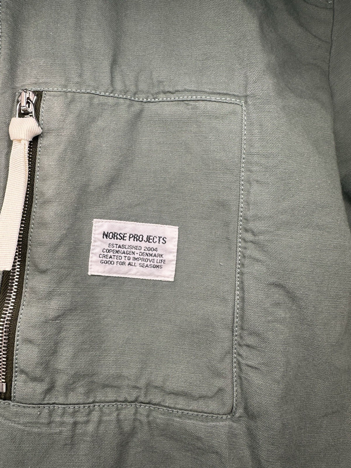 Norse Projects Green Mens Medium Khaki Green Button Down Jacket Cotton Blend VGC