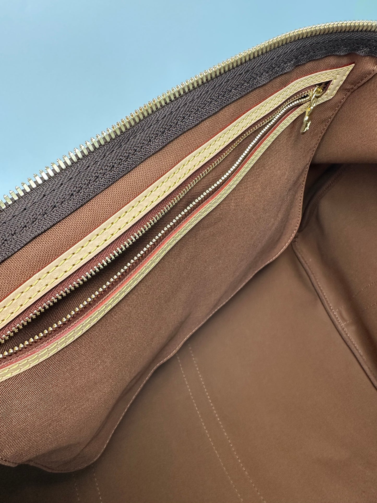 Louis Vuitton Keepall Bandoulière 55 Monogram Macassar Canvas Brown Beige