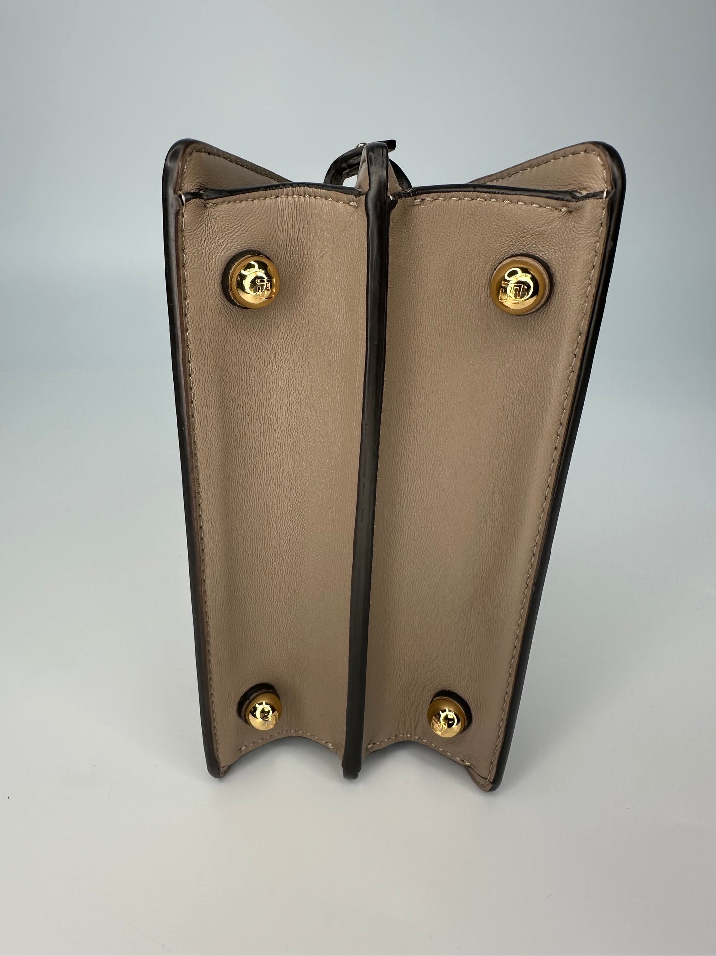 Peekaboo ISeeU Petite Dove Grey Padded Nappa Leather Bag With Strap Immaculate