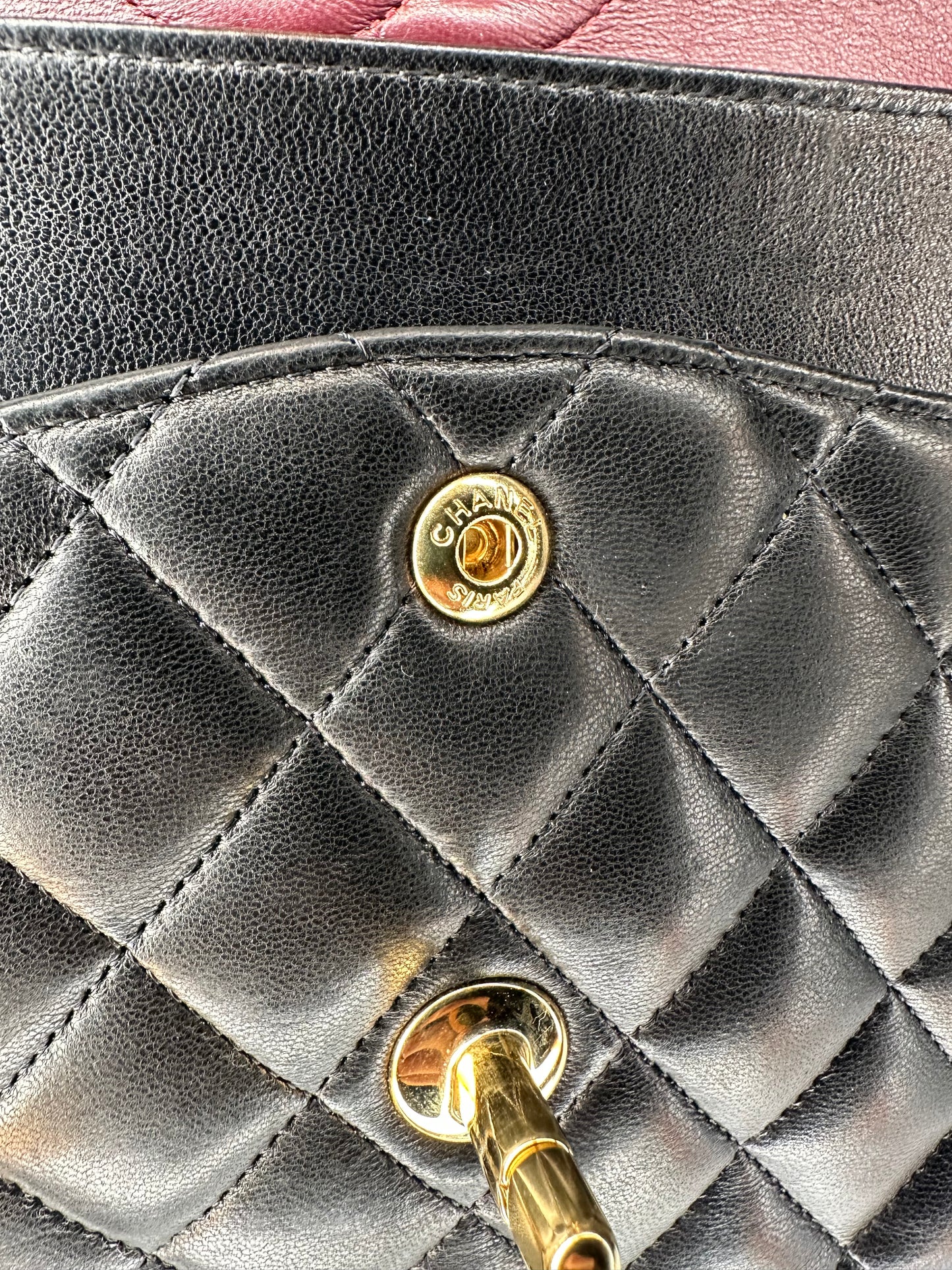 Chanel Black Medium Classic Double Flap Bag Quilted Lambskin Leather 2011