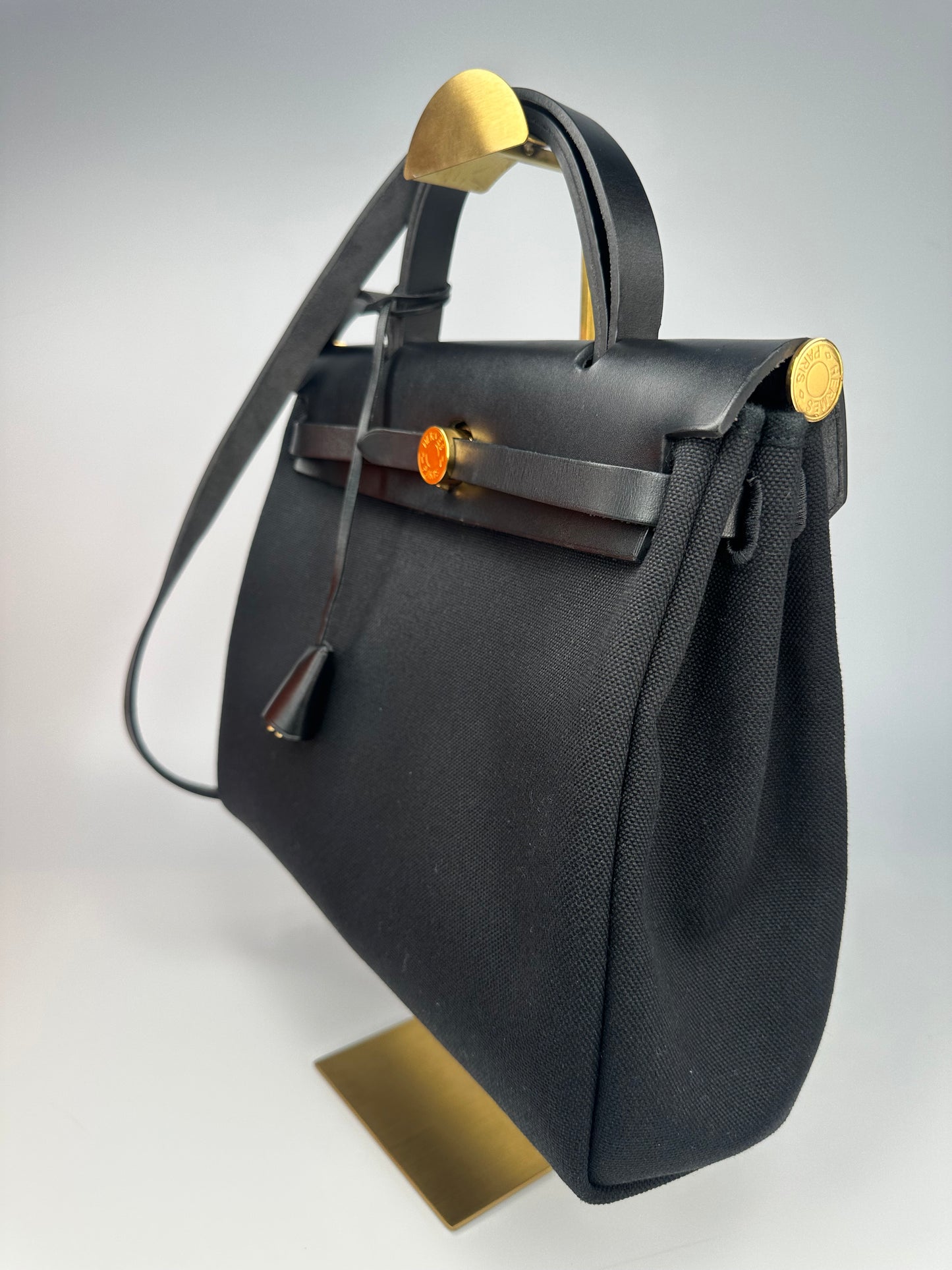 Hermès Herbag 31 Black / Noir with Gold Hardware (Full Set)