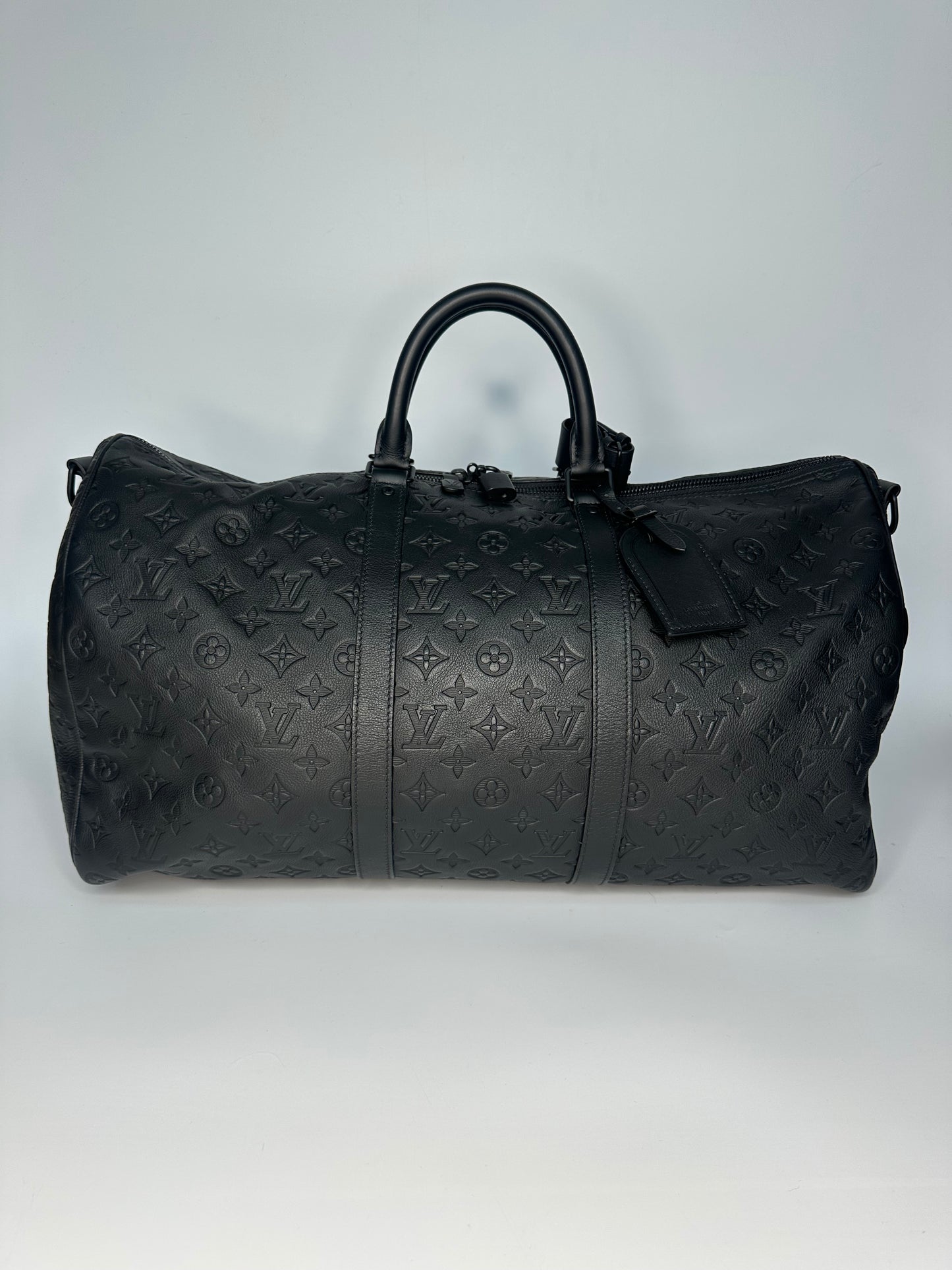 Louis Vuitton Keepall Bandoulière 50 Monogram Shadow Black Leather
