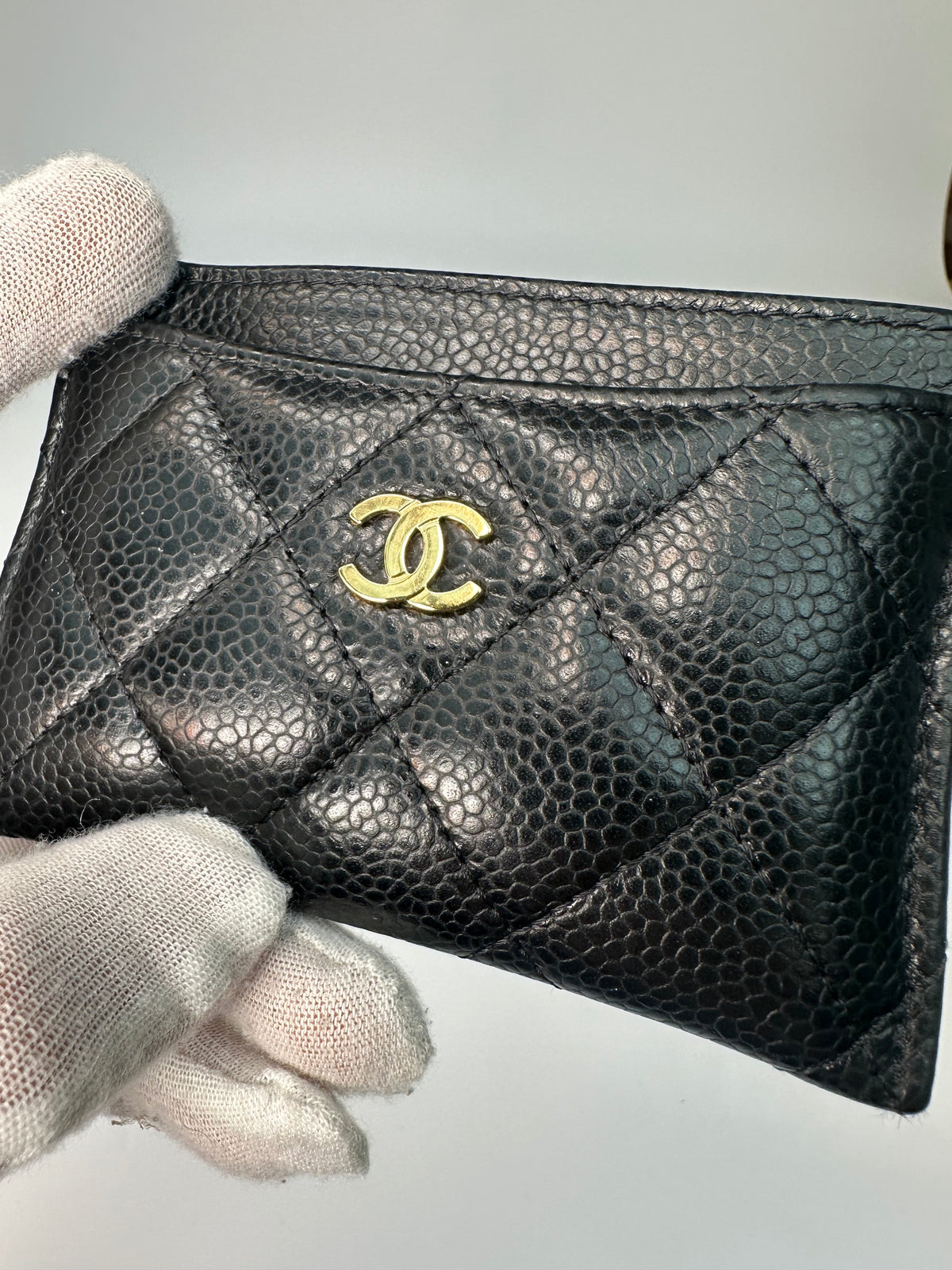 Chanel Classic Quilted Caviar Card Holder Black