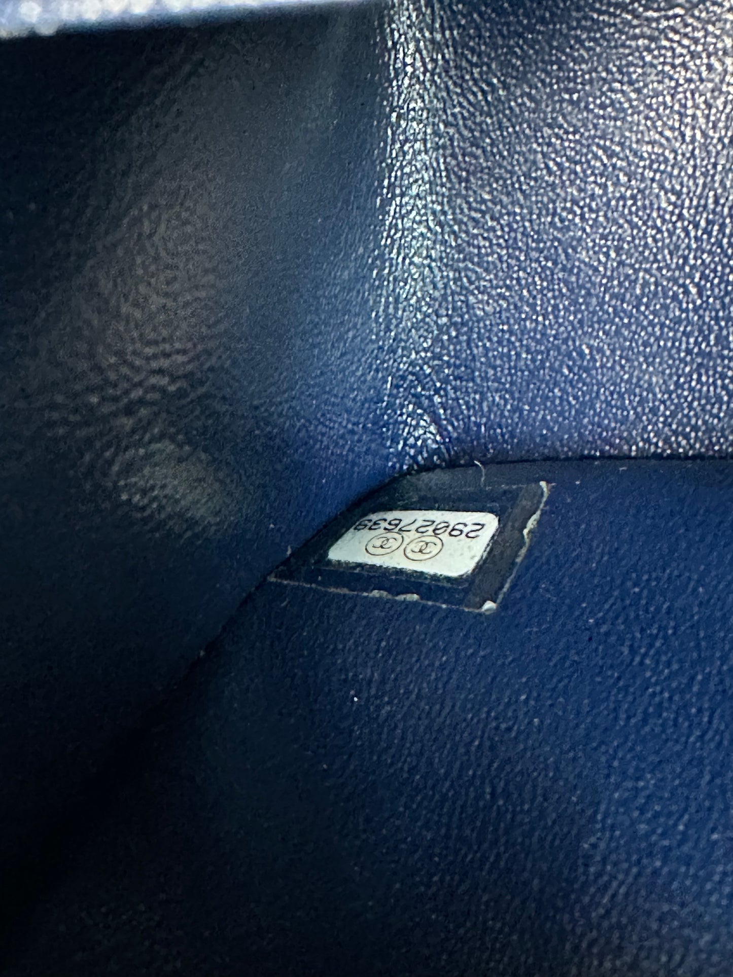 Chanel Mini Classic Square Single Flap Crossbody Lambskin Leather Navy Blue