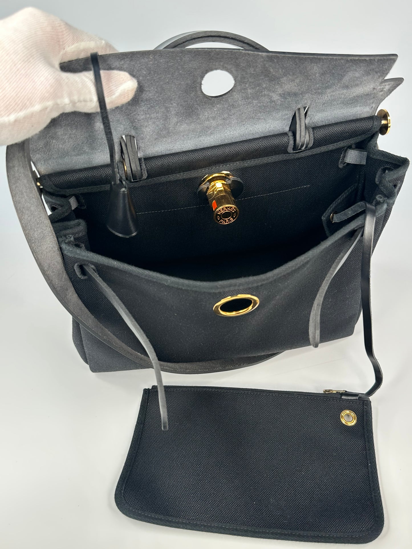 Hermès Herbag 31 Black / Noir with Gold Hardware (Full Set)