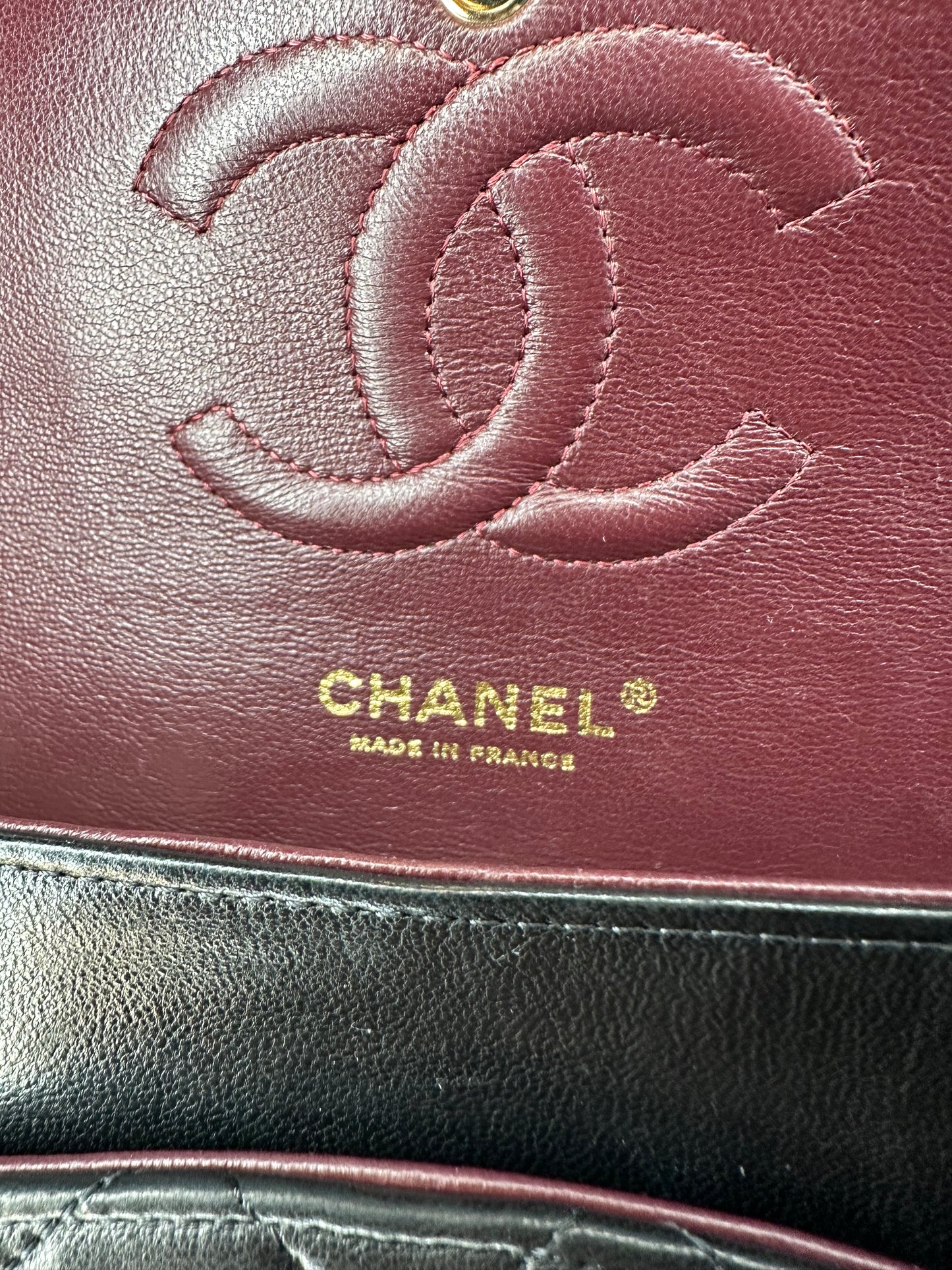 Chanel Black Medium Classic Double Flap Bag Quilted Lambskin Leather 2011