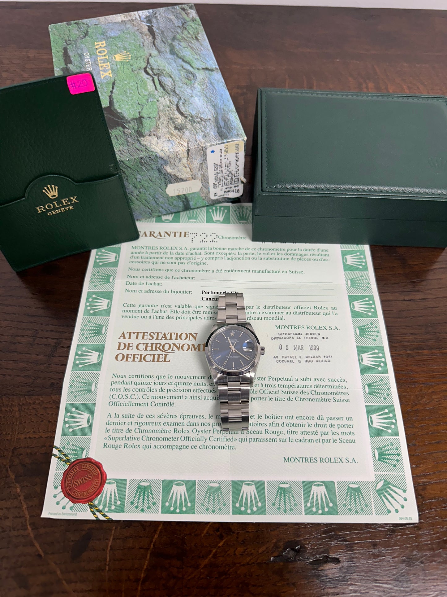 Rolex Oyster Perpetual Date 1989 Full Set Box & Papers Unpolished & Original