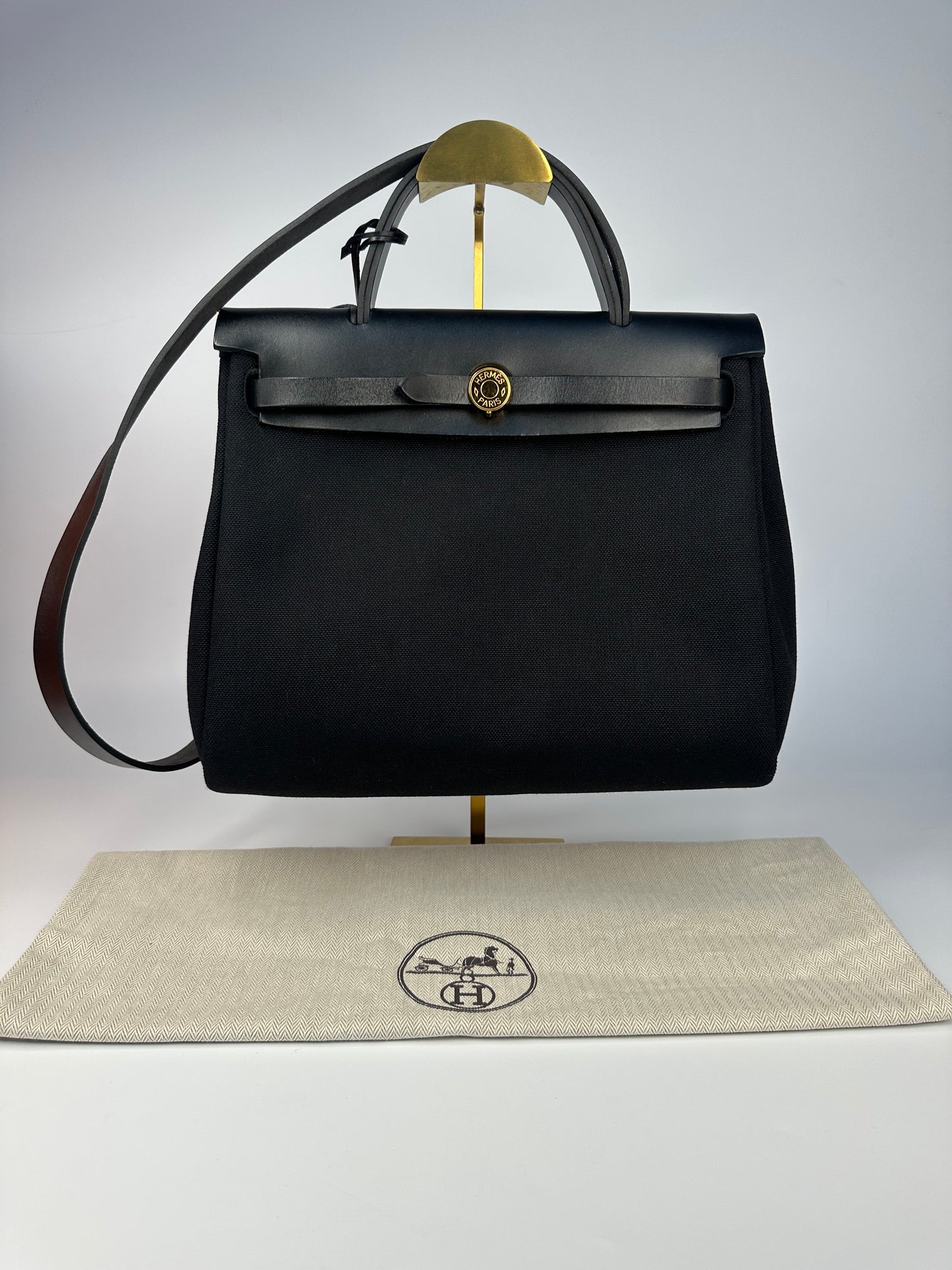 Hermès Herbag 31 Black / Noir with Gold Hardware (Full Set)