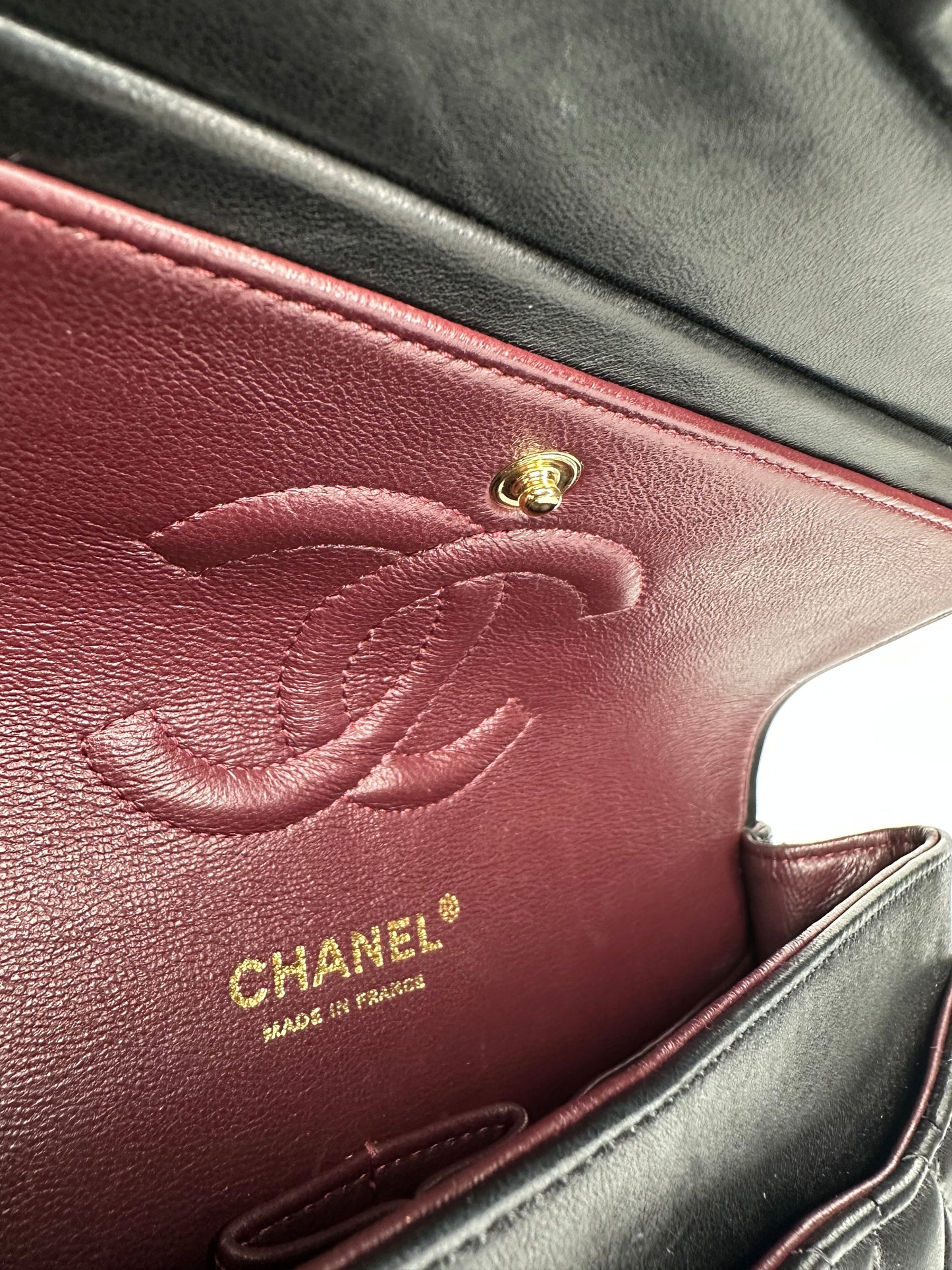 Chanel Black Medium Classic Double Flap Bag Quilted Lambskin Leather 2011