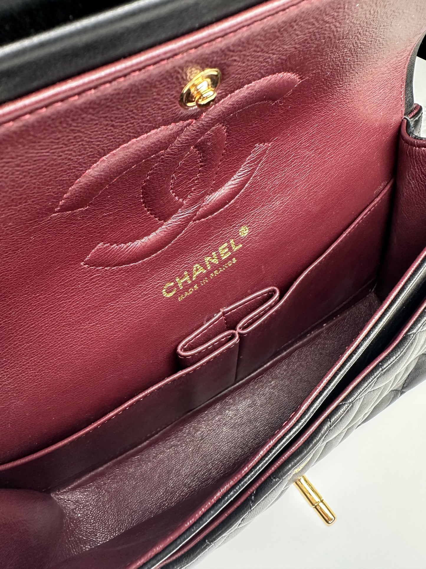 Chanel Black Medium Classic Double Flap Bag Quilted Lambskin Leather 2011