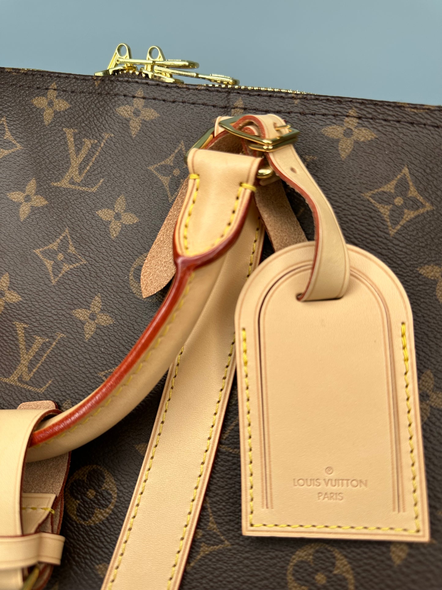 Louis Vuitton Keepall Bandoulière 55 Monogram Macassar Canvas Brown Beige