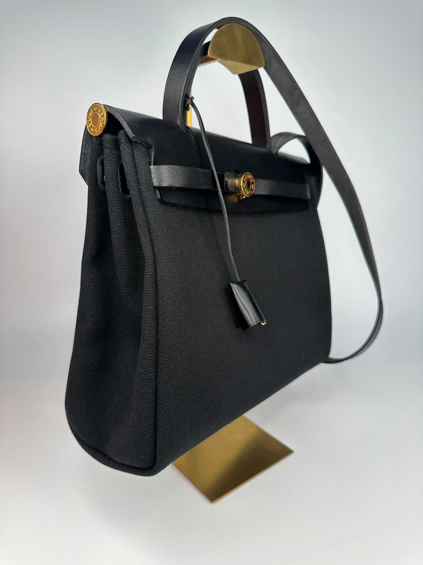 Hermès Herbag 31 Black / Noir with Gold Hardware (Full Set)