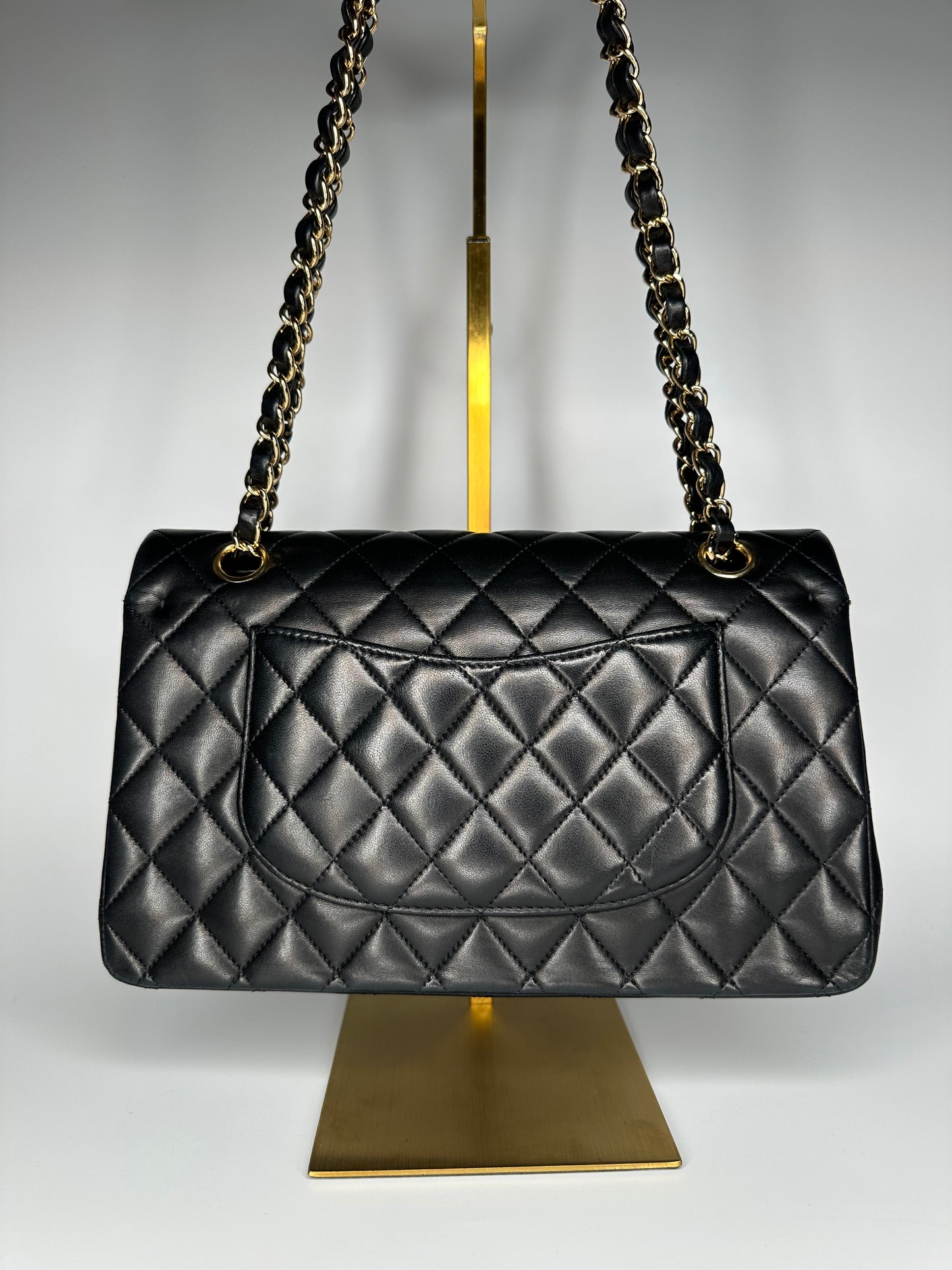 Chanel Black Medium Classic Double Flap Bag Quilted Lambskin Leather 2011