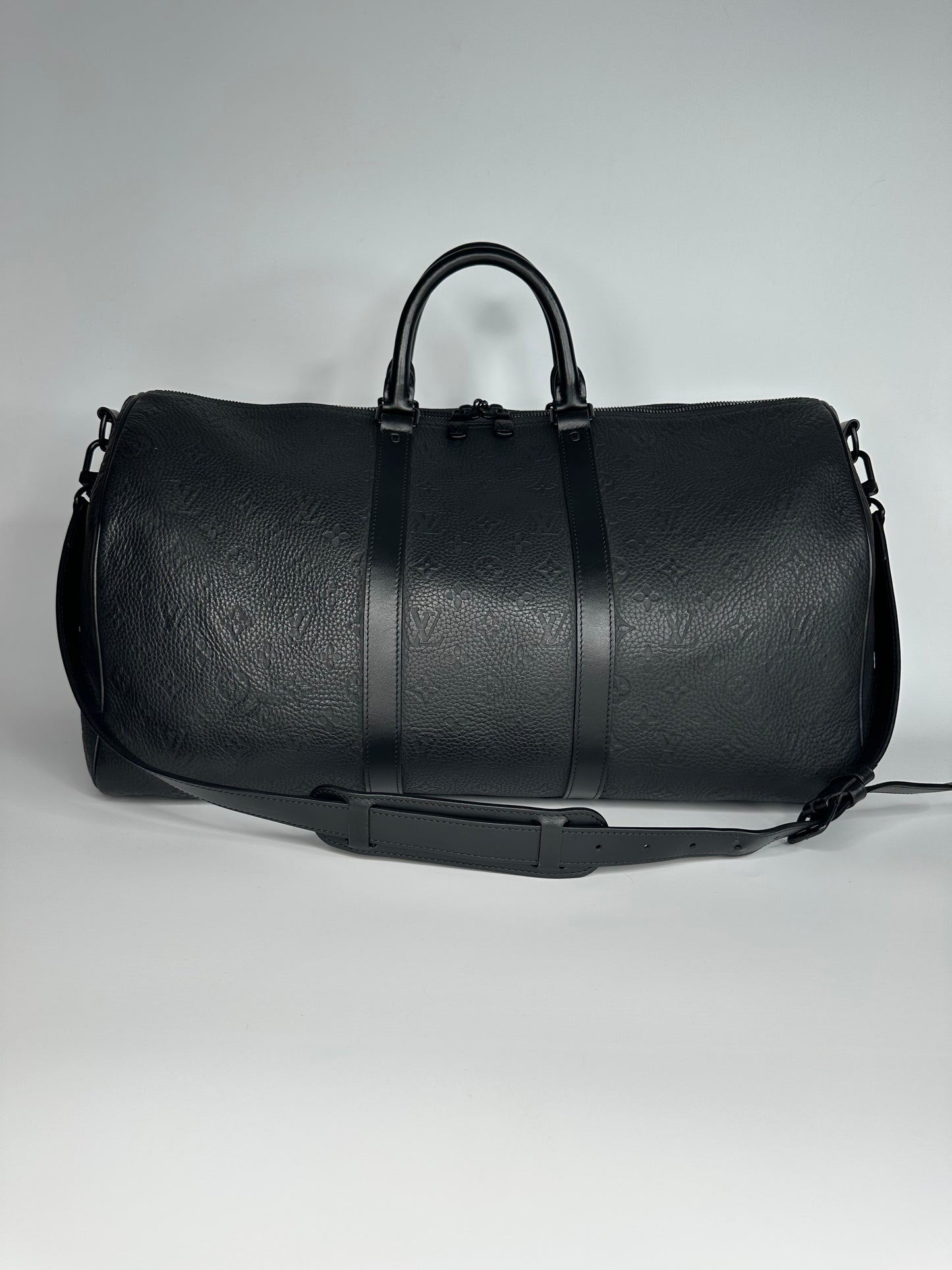 Louis Vuitton Keepall Bandoulière 50 Monogram Taurillon Black Leather Embossed