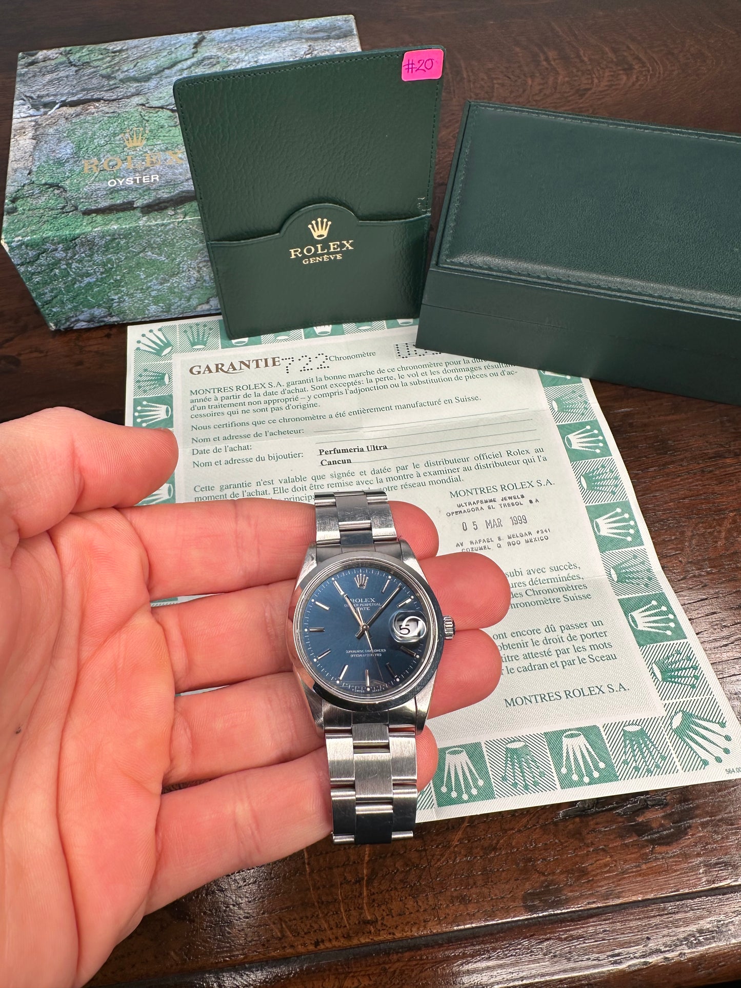 Rolex Oyster Perpetual Date 1989 Full Set Box & Papers Unpolished & Original