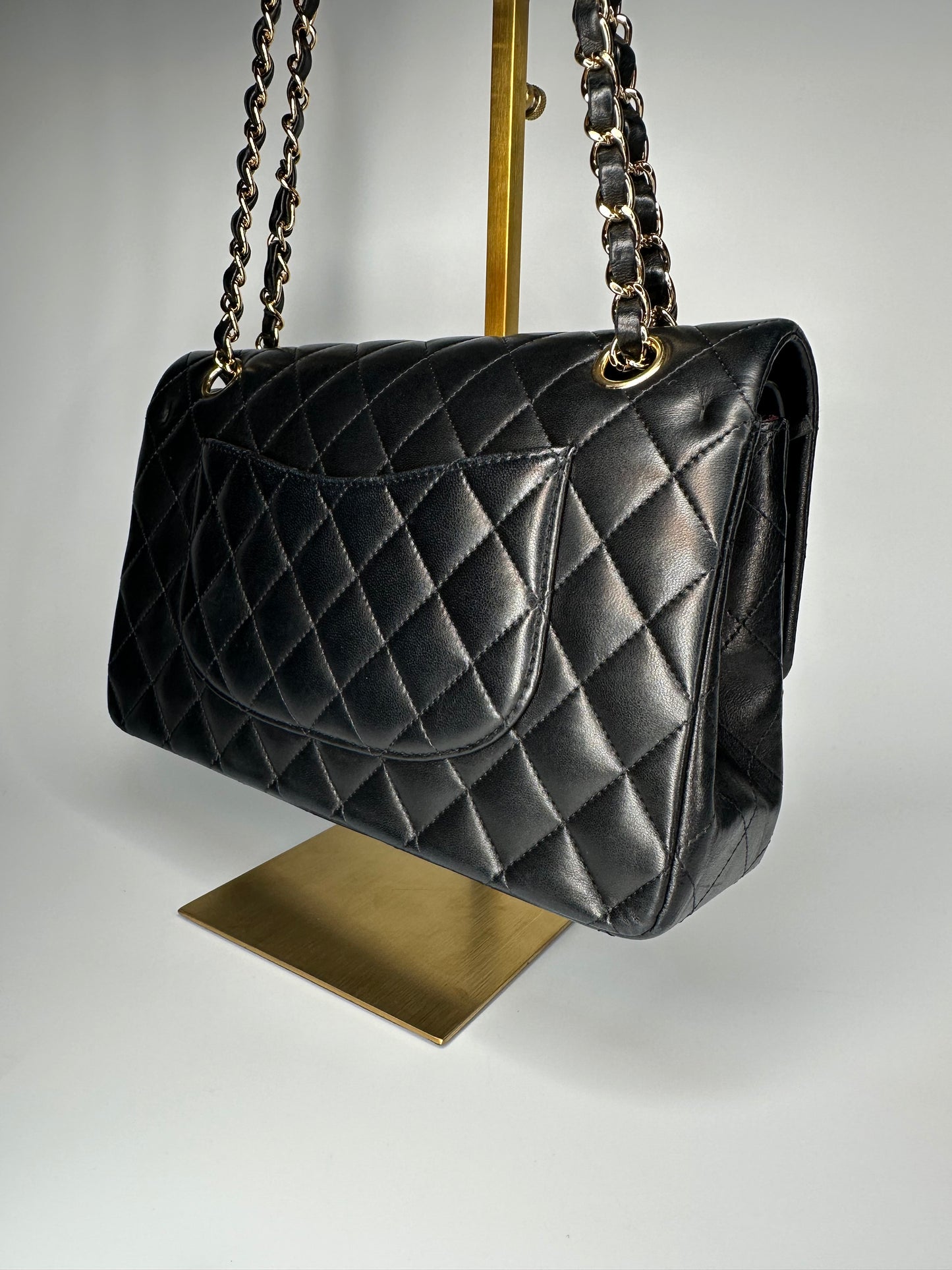 Chanel Black Medium Classic Double Flap Bag Quilted Lambskin Leather 2011