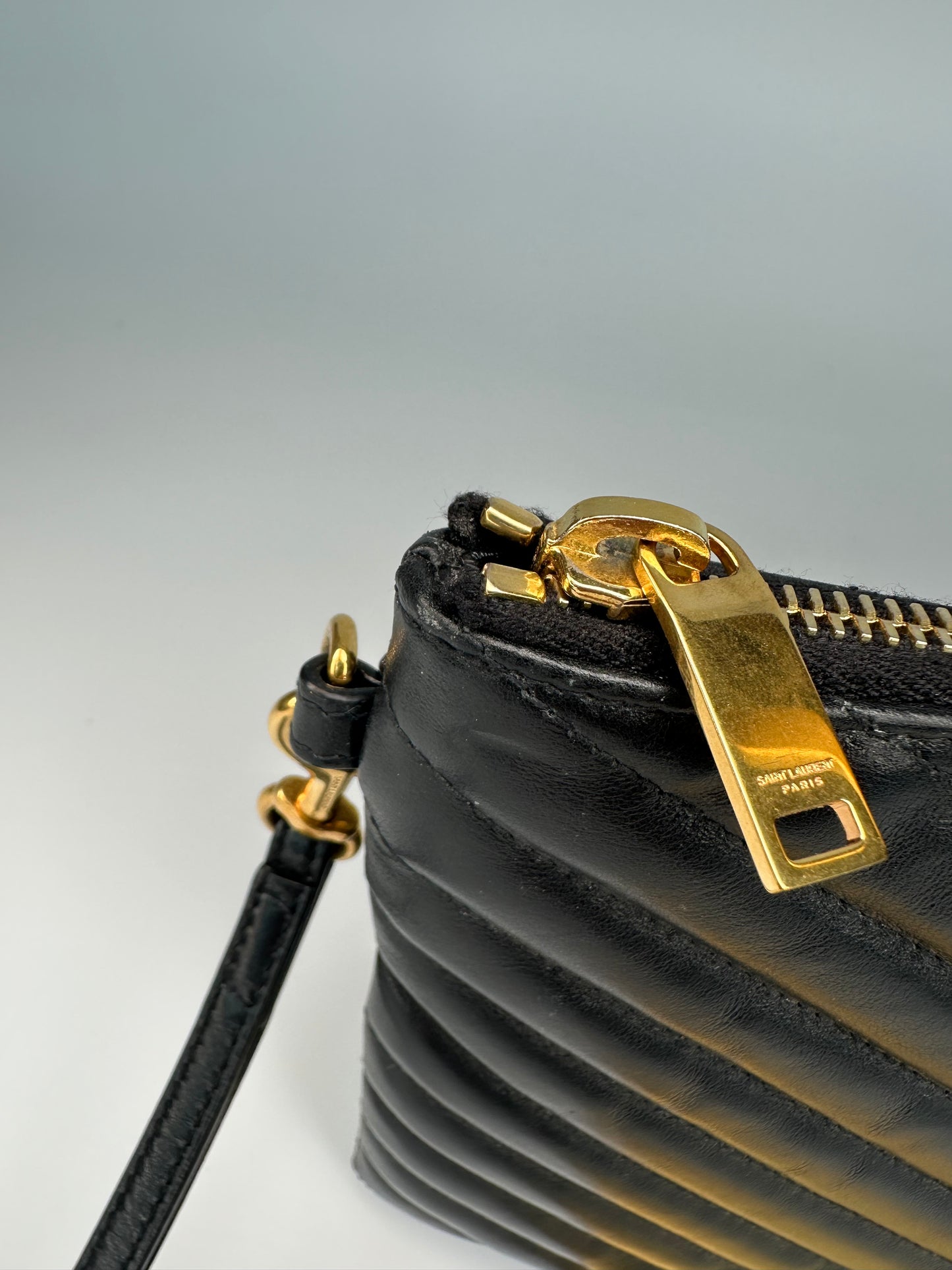 Saint Laurent Cassandre Matelassé Black Leather Pouch