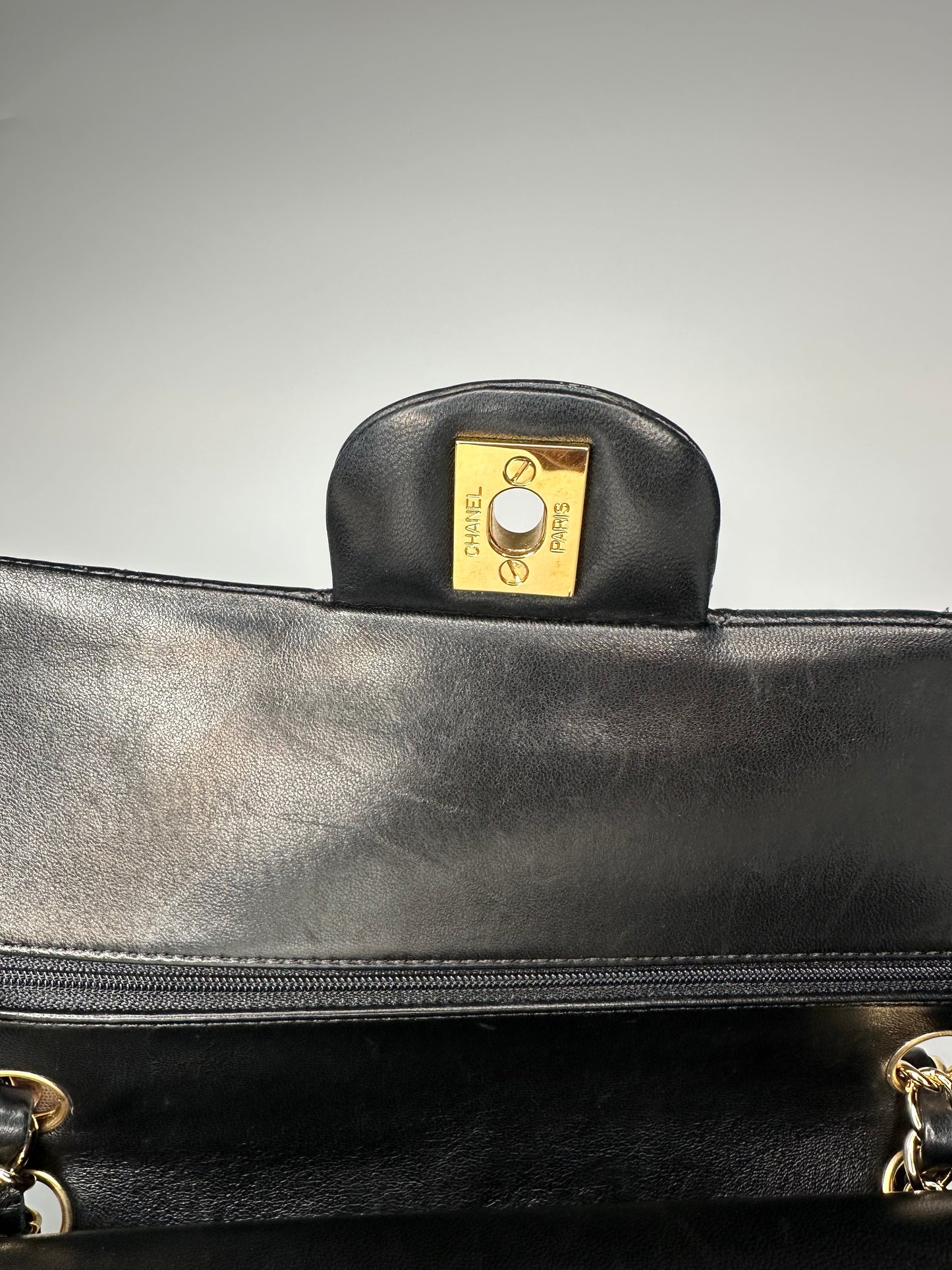 Chanel Black Medium Classic Double Flap Bag Quilted Lambskin Leather 2011
