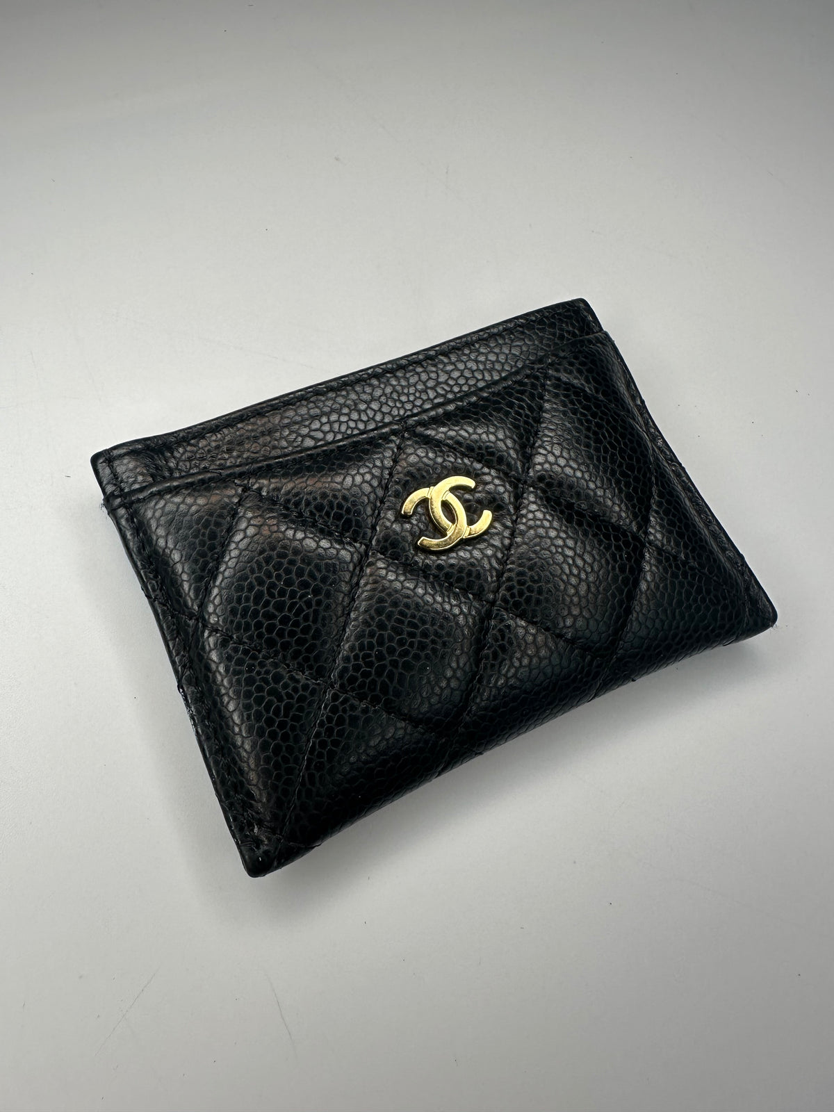 Chanel Classic Quilted Caviar Card Holder Black