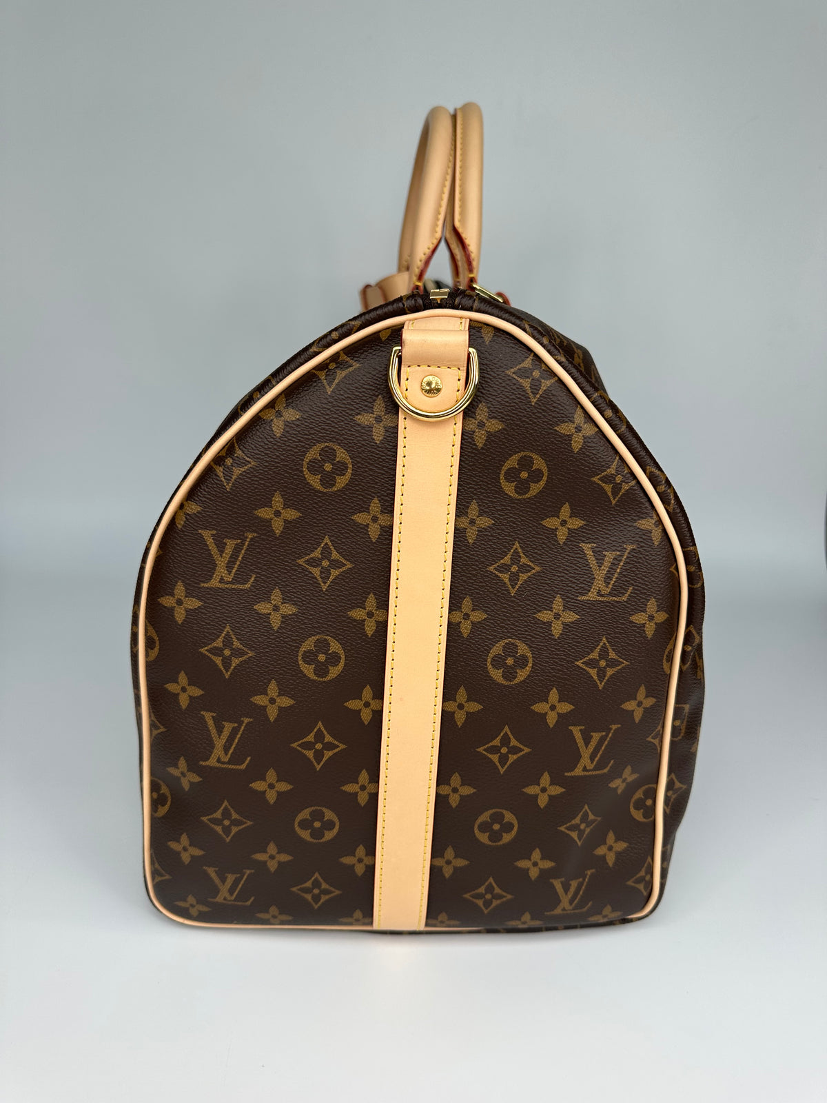 Louis Vuitton Keepall Bandoulière 55 Monogram Macassar Canvas Brown Beige