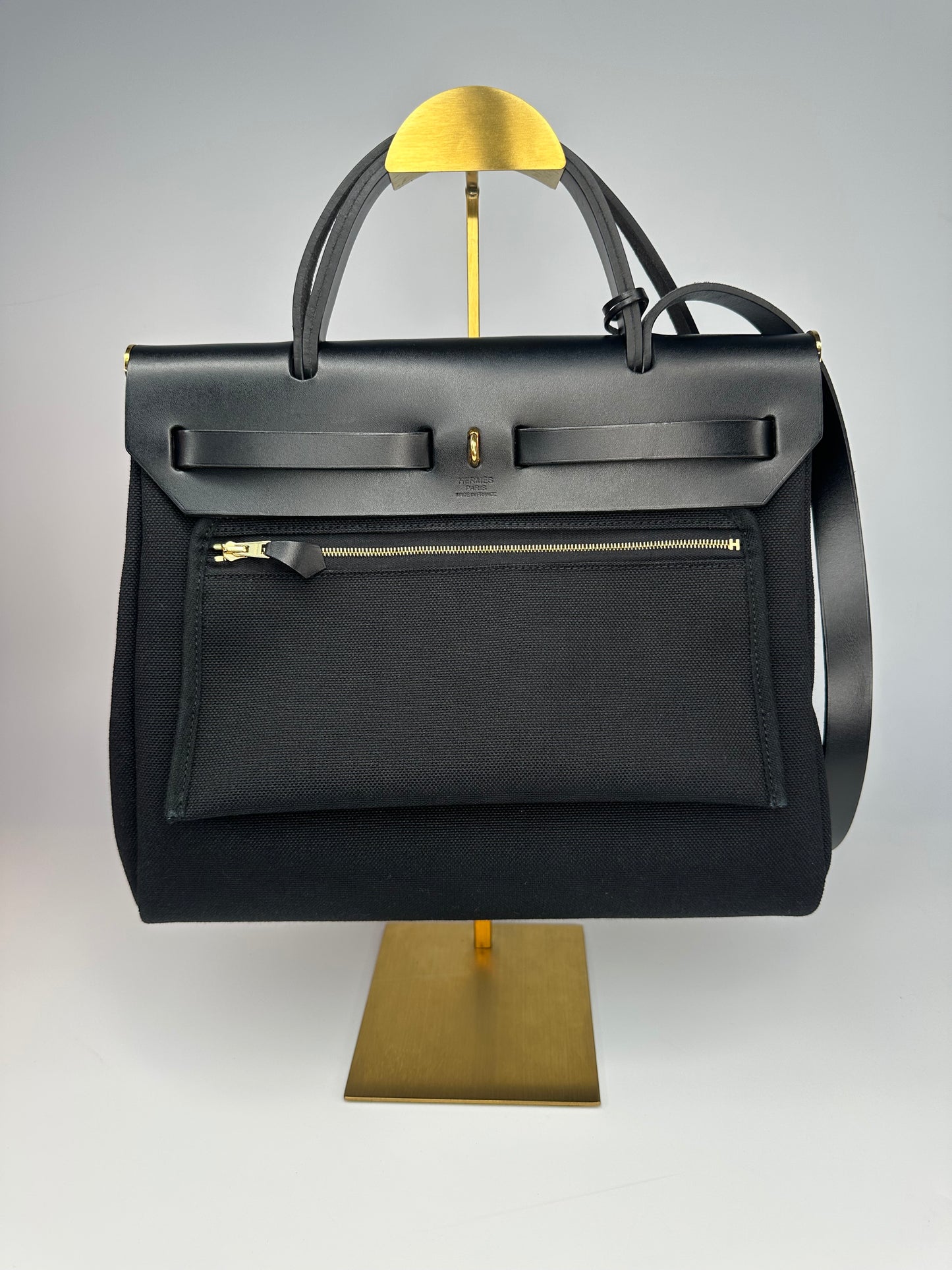 Hermès Herbag 31 Black / Noir with Gold Hardware (Full Set)