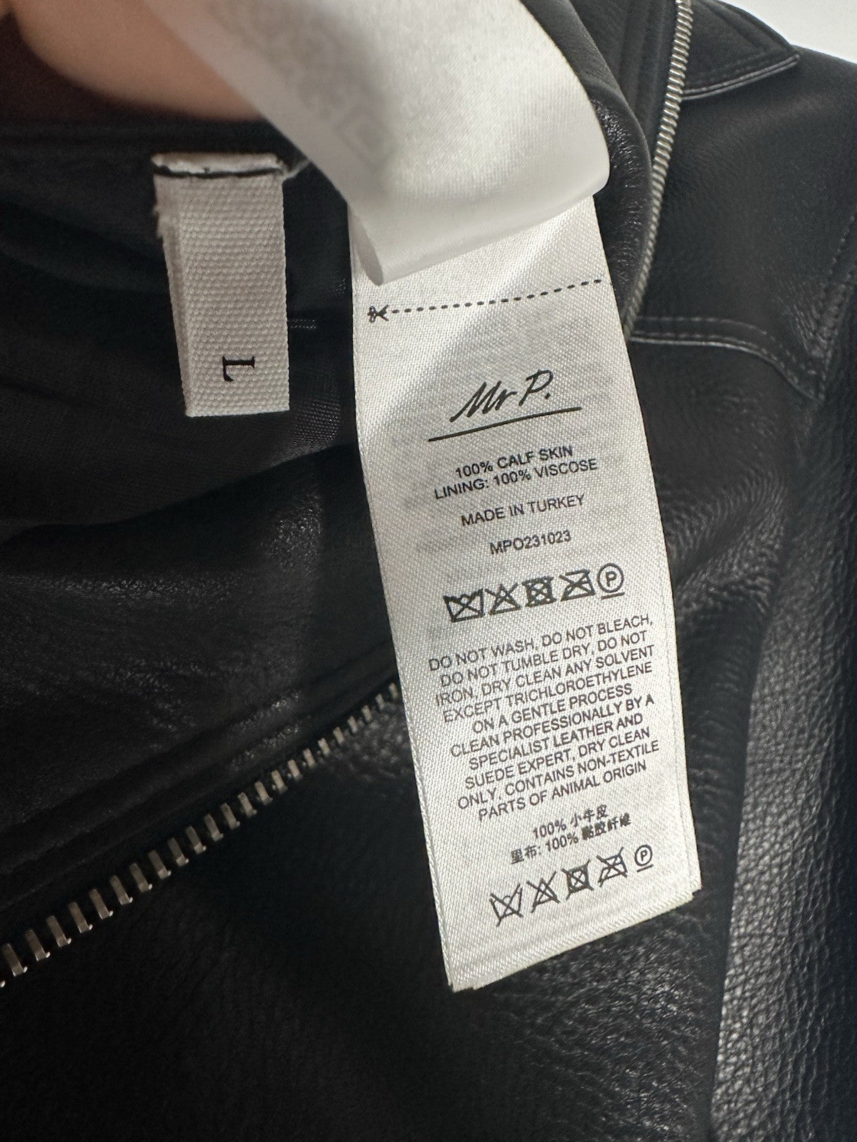 Mr Porter Calfskin Black Leather Jacket Men’s Large Full Zip Brand New