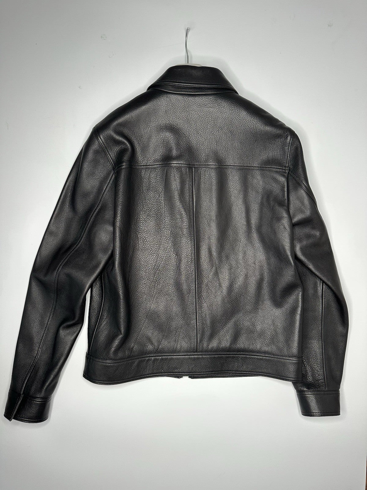 Mr Porter Calfskin Black Leather Jacket Men’s Large Full Zip Brand New