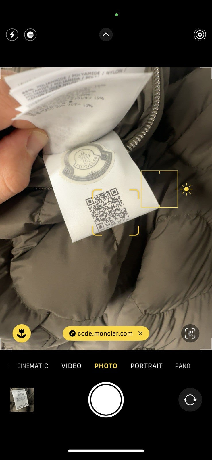 Moncler Giubotto Borely Khaki Jacket Mens Size 4 / X Large Black Badge