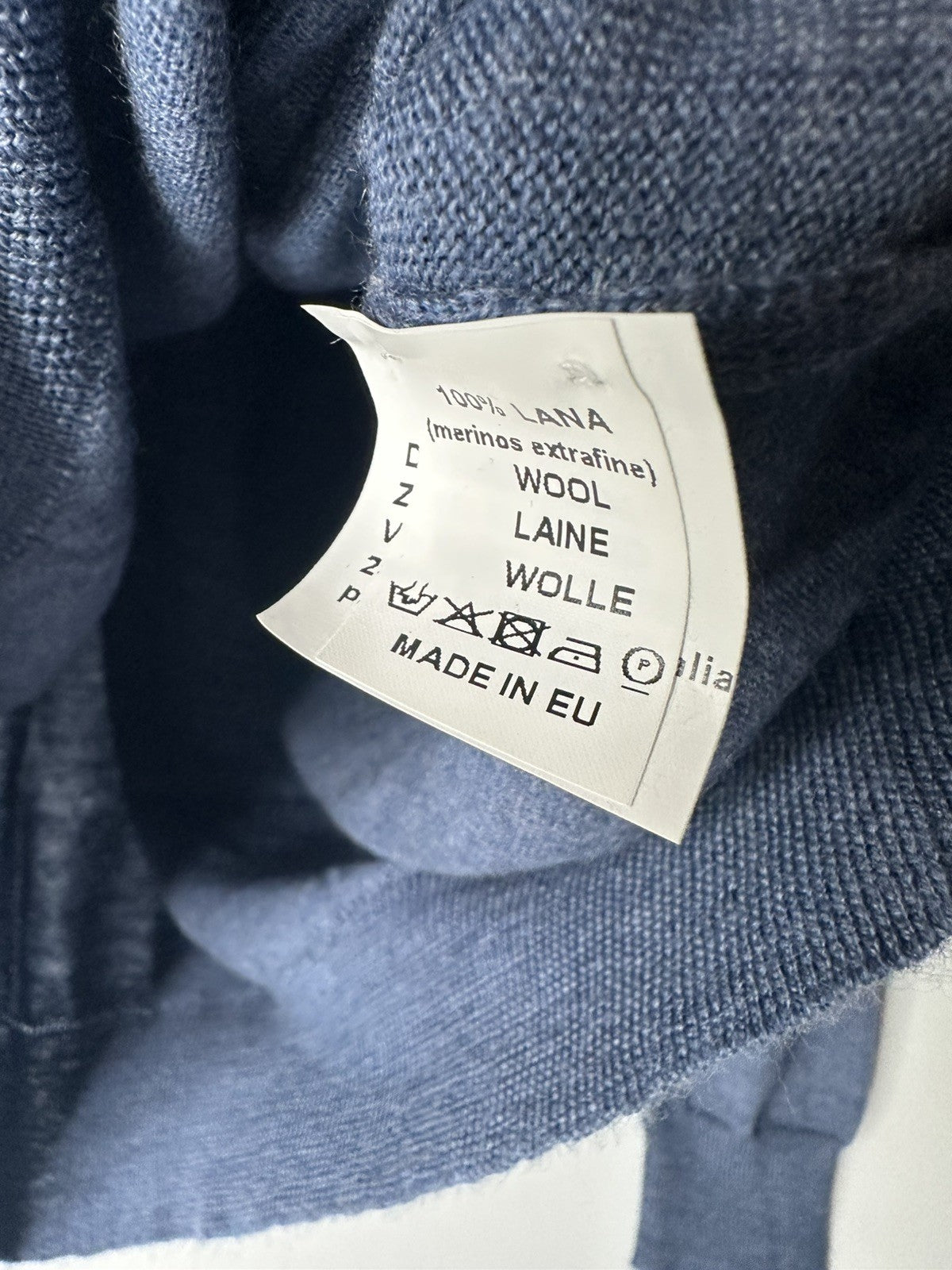 Oscar Milo Bella Yarn Large Quarter Zip Mens Blue Merino Wool