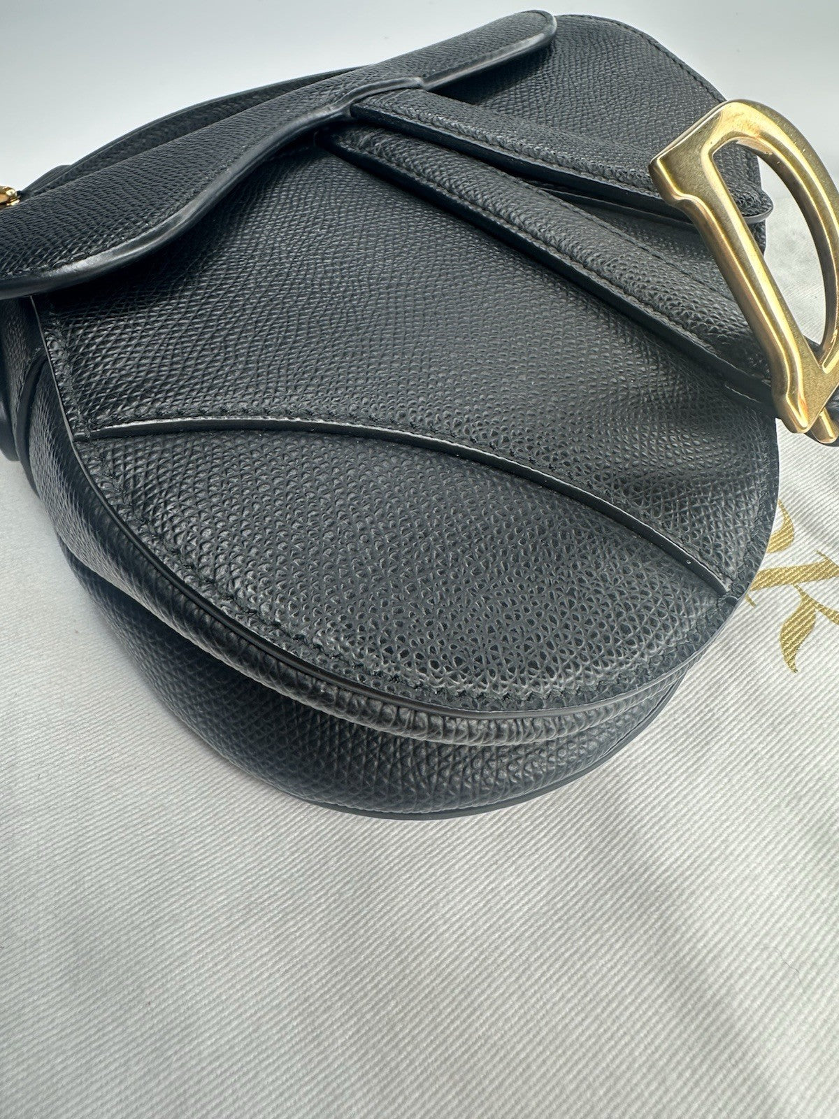 Christian Dior Saddle Mini Black Shoulder Bag Black Leather & Gold Hardware