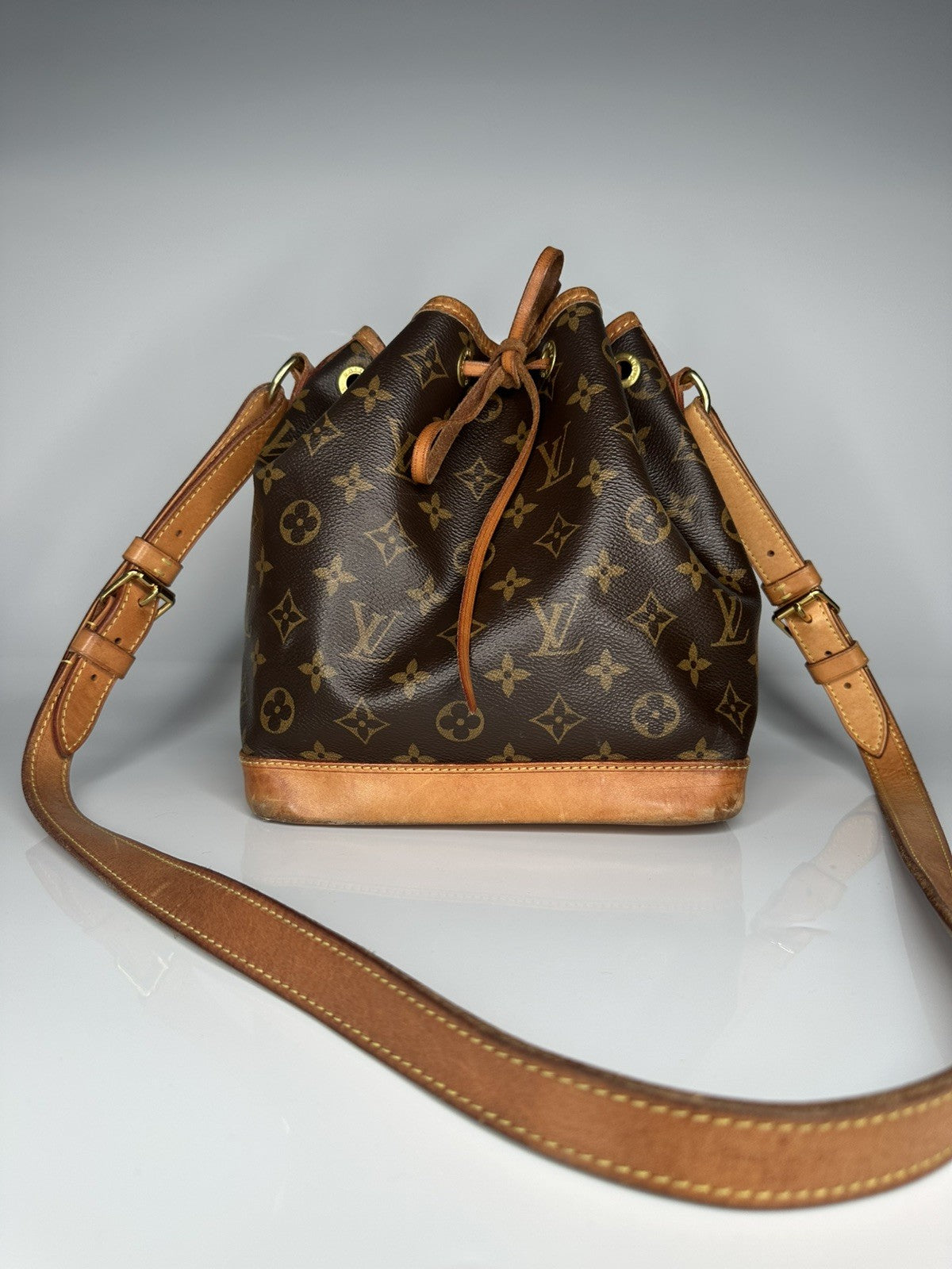 LOUIS VUITTON 2018 Noe BB Crossbody Shoulder Bag M40817 Monogram Canvas Leather