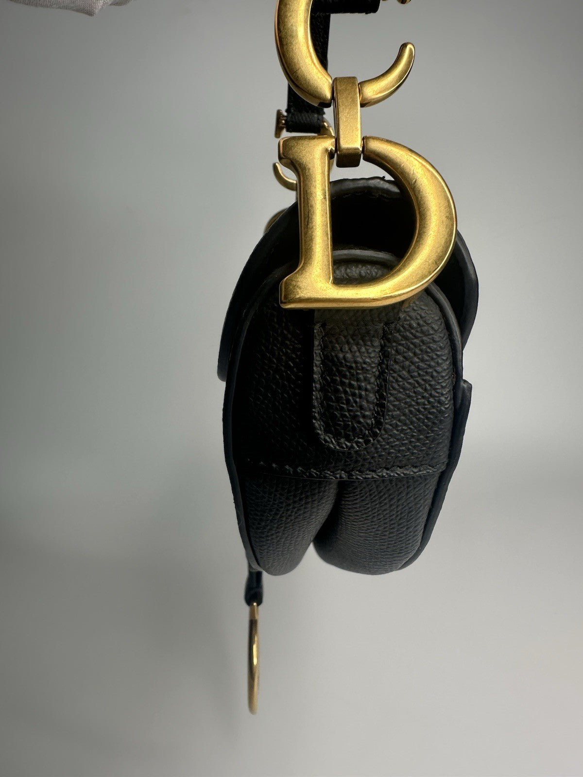 Christian Dior Saddle Mini Black Shoulder Bag Black Leather & Gold Hardware