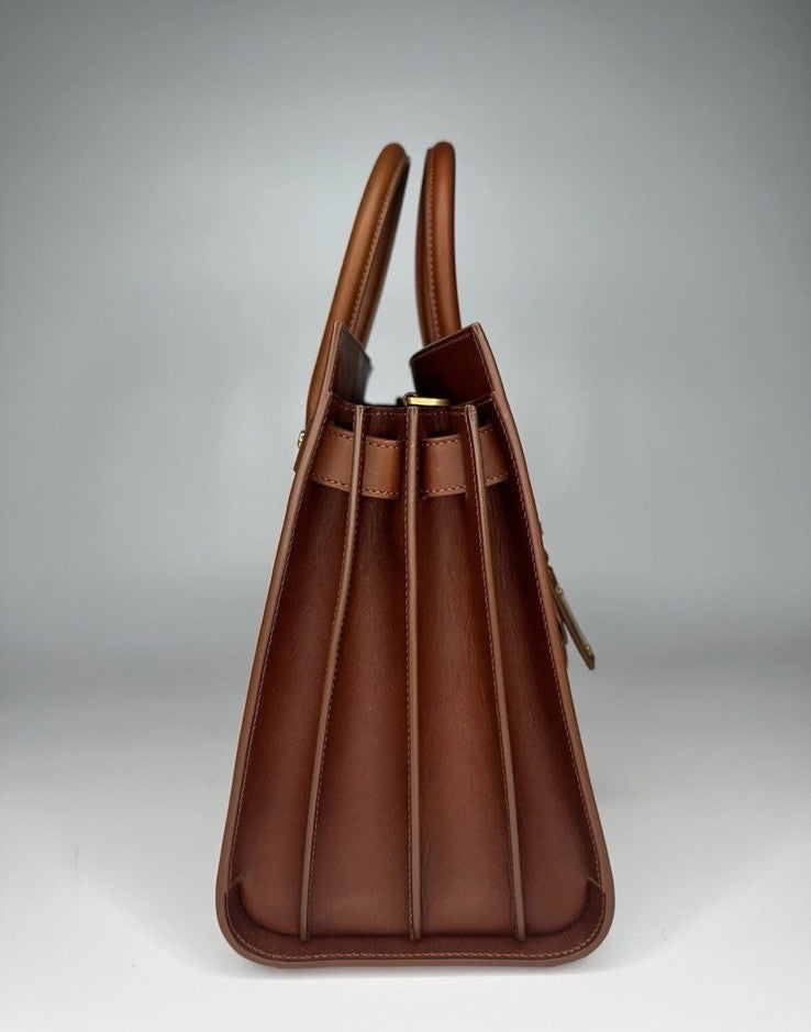 Saint Laurent Sac De Jour Leather Calfskin & Linen Cognac RRP €2990