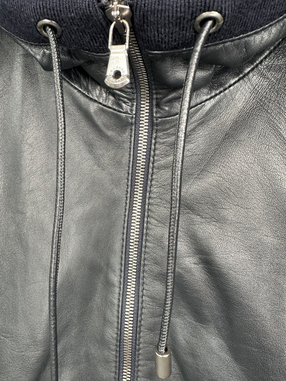 Dolce & Gabbana Dark Navy Lambskin Leather  Hooded Jacket Size 52 XL Mens