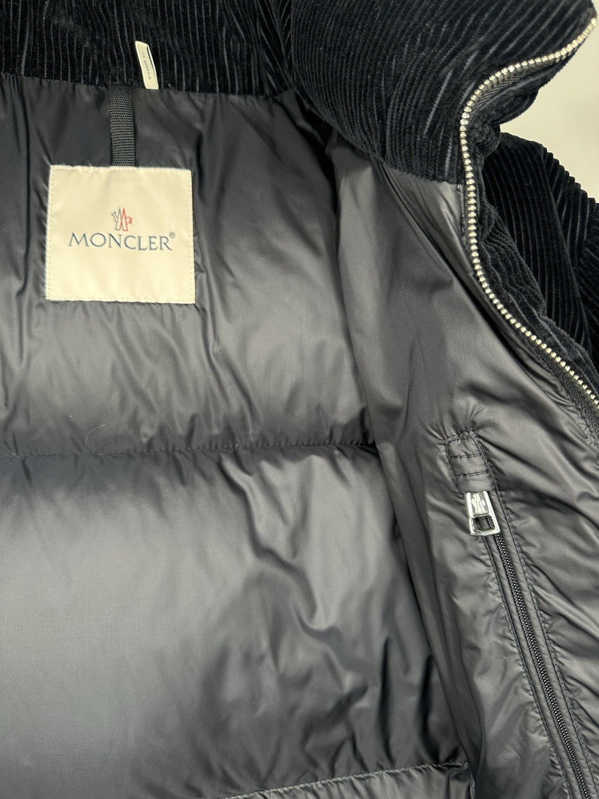 Moncler Besbre Jacket Mens Size 4 (XL) Navy Blue Corduroy