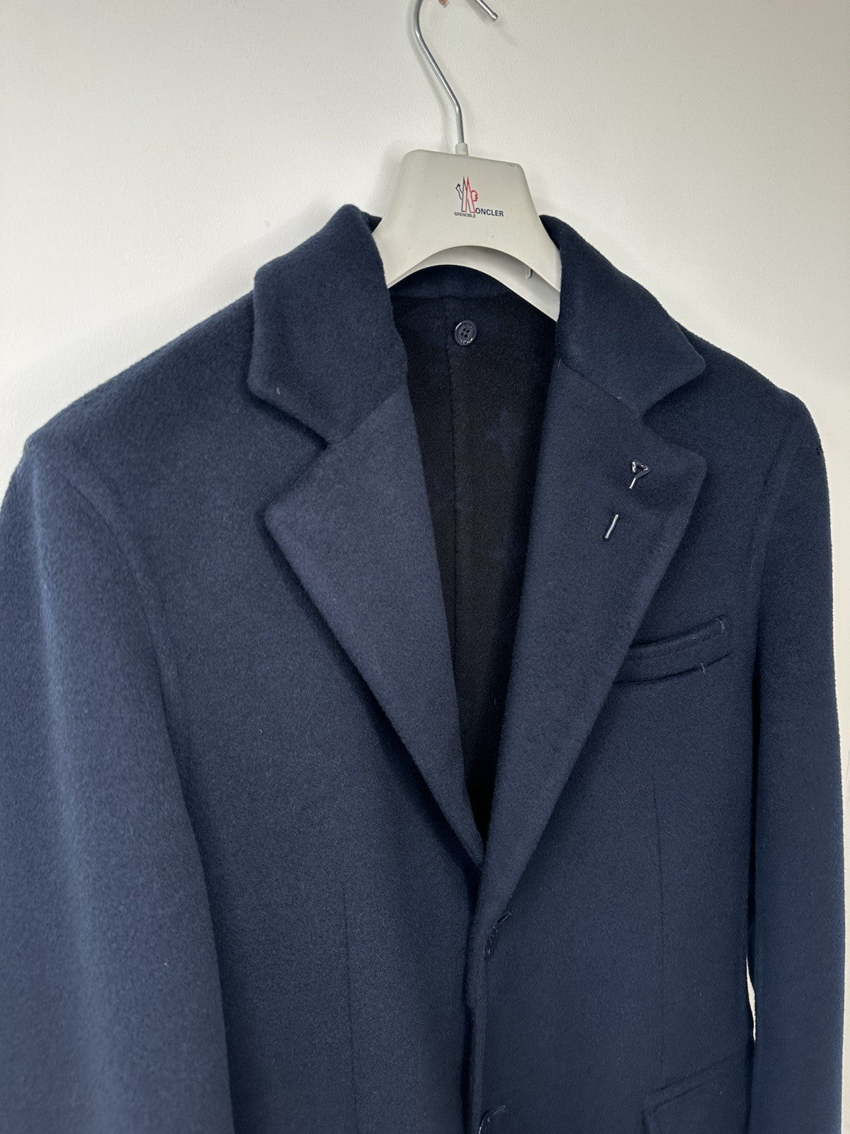 Louis Vuitton Cashmere & Silk Coat Navy Blue Size 44 Made In Italy