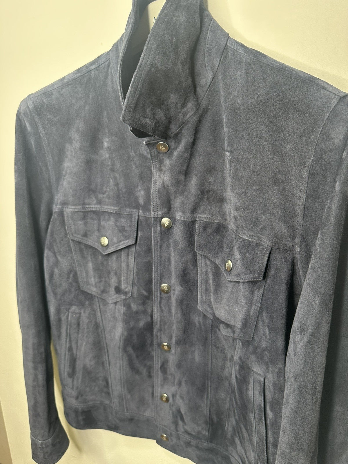 Eleventy Suede Trucker Jacket Navy Small Mens RRP £1460