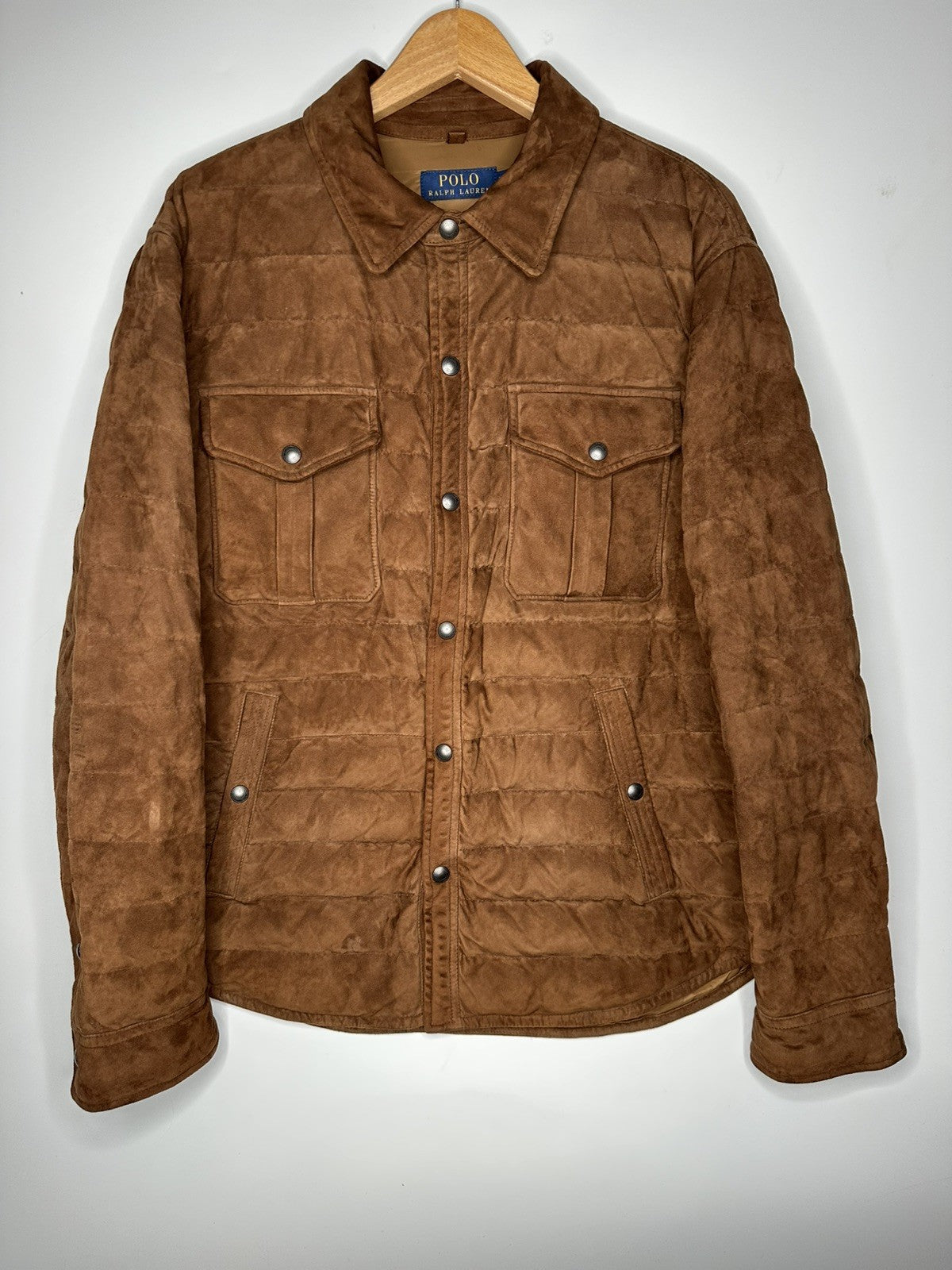 Polo Ralph Lauren Brown Lamb Suede Quilted Jacket Extra Large / XL Mens