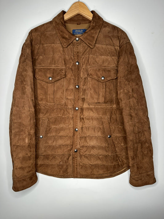 Polo Ralph Lauren Brown Lamb Suede Quilted Jacket Extra Large / XL Mens