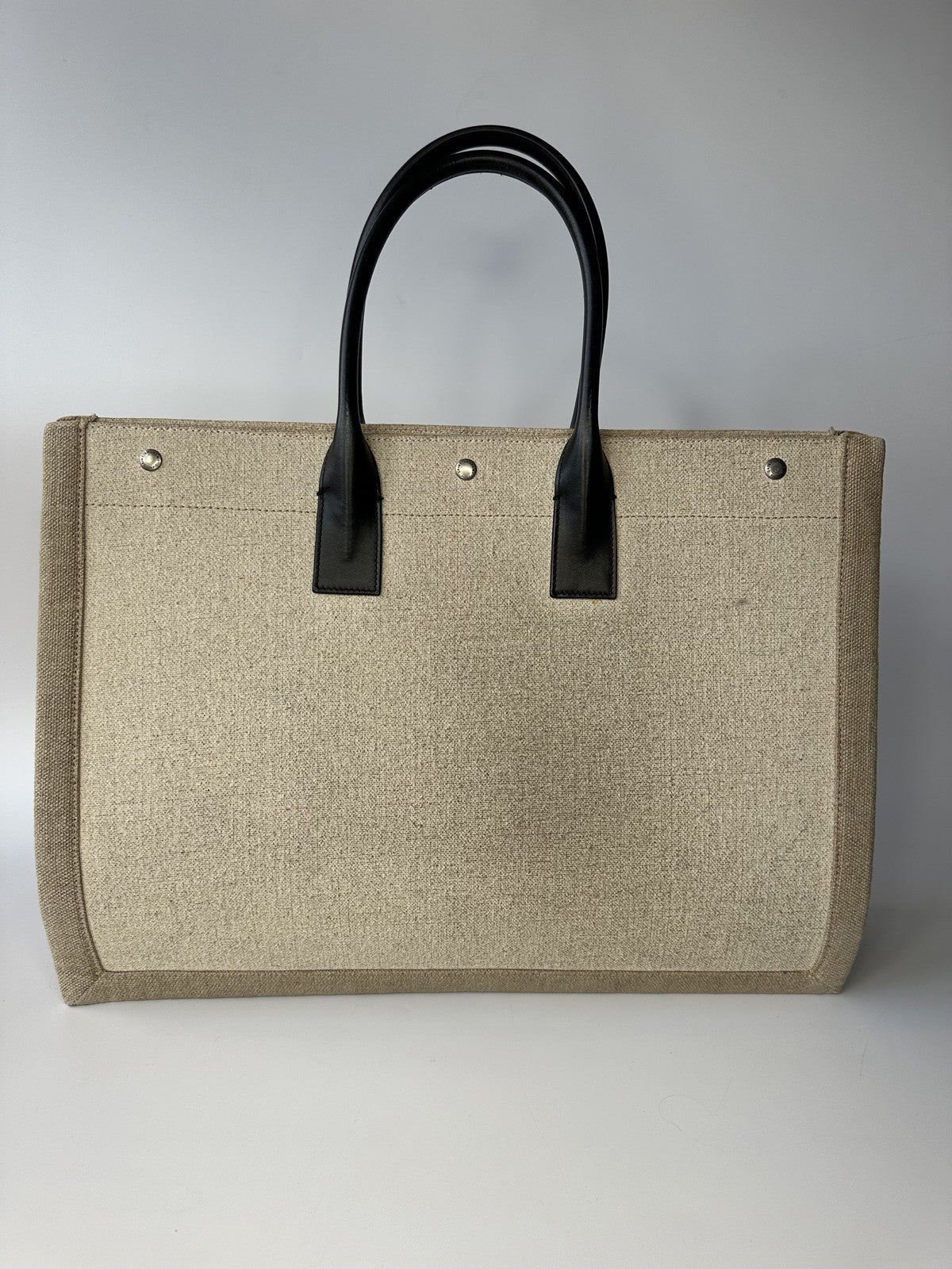 Saint Laurent Rive Gauche Tote Bag Canvas & Leather Unisex