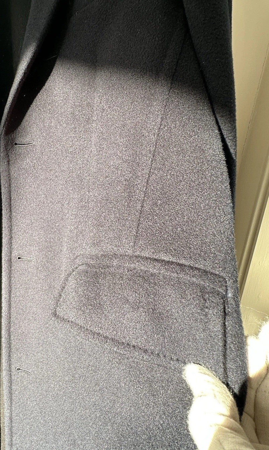 Louis Vuitton Cashmere & Silk Coat Navy Blue Size 44 Made In Italy