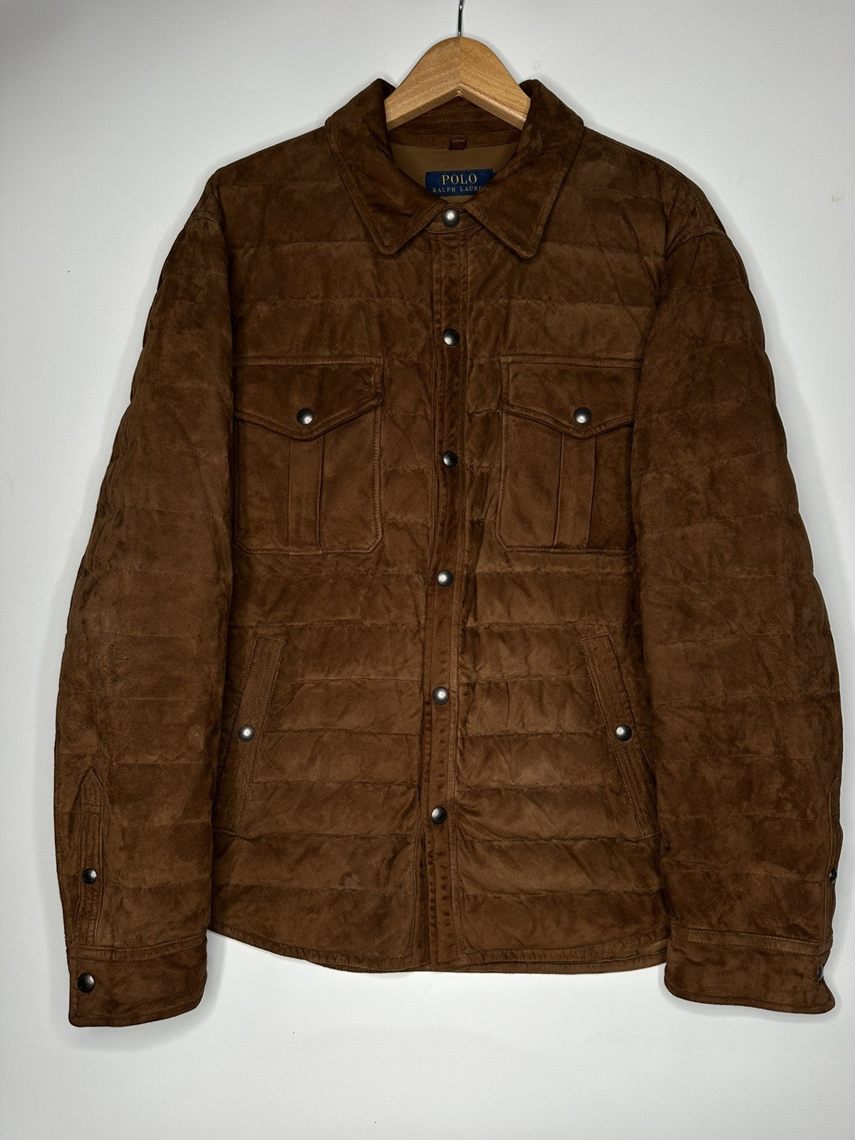 Polo Ralph Lauren Brown Lamb Suede Quilted Jacket Extra Large / XL Mens