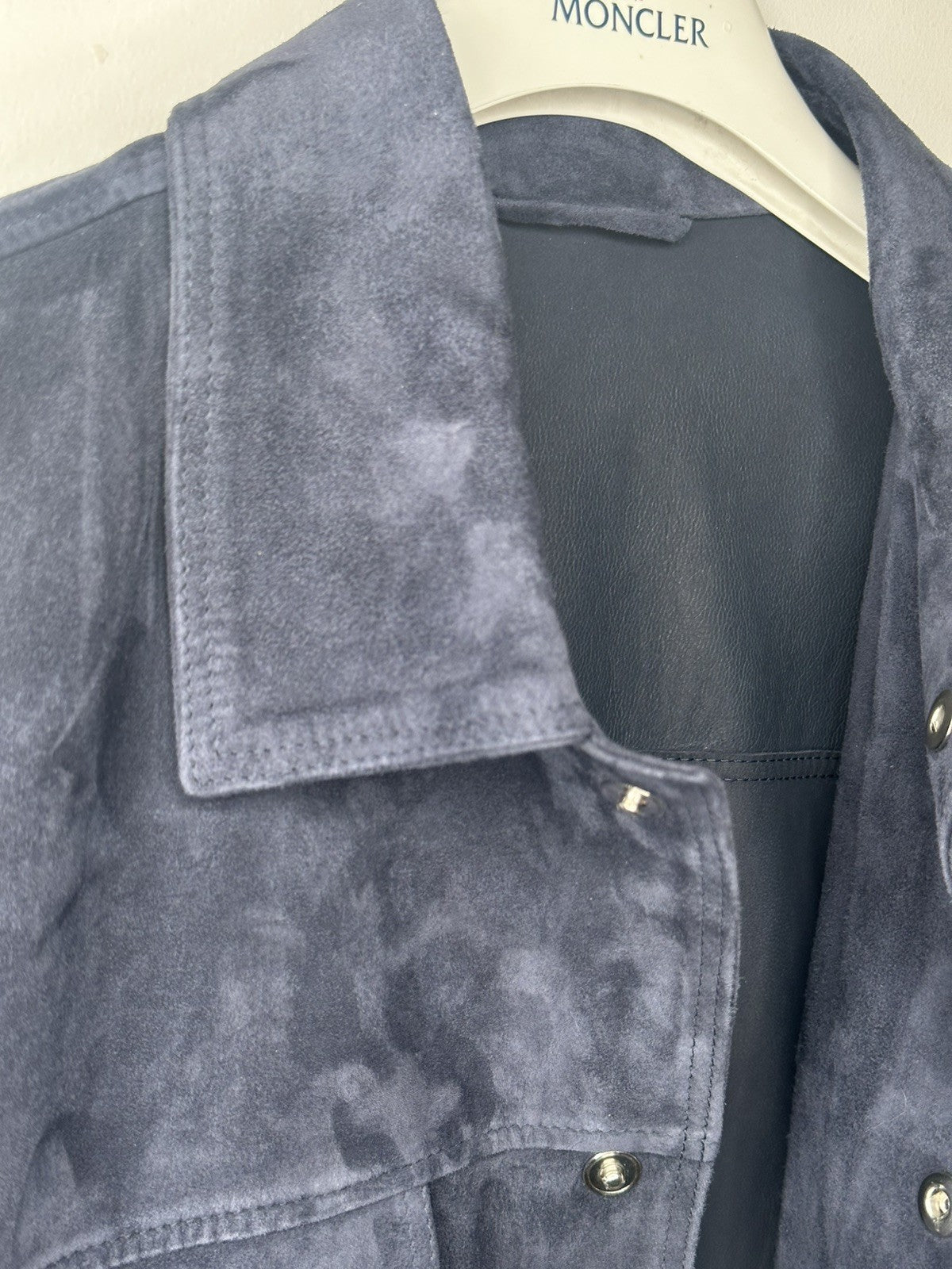 Eleventy Suede Trucker Jacket Navy Small Mens RRP £1460