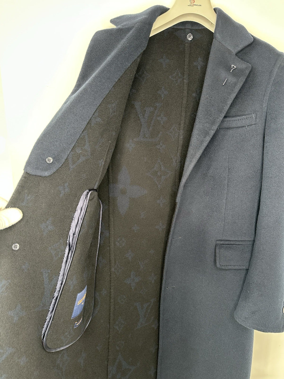 Louis Vuitton Cashmere & Silk Coat Navy Blue Size 44 Made In Italy