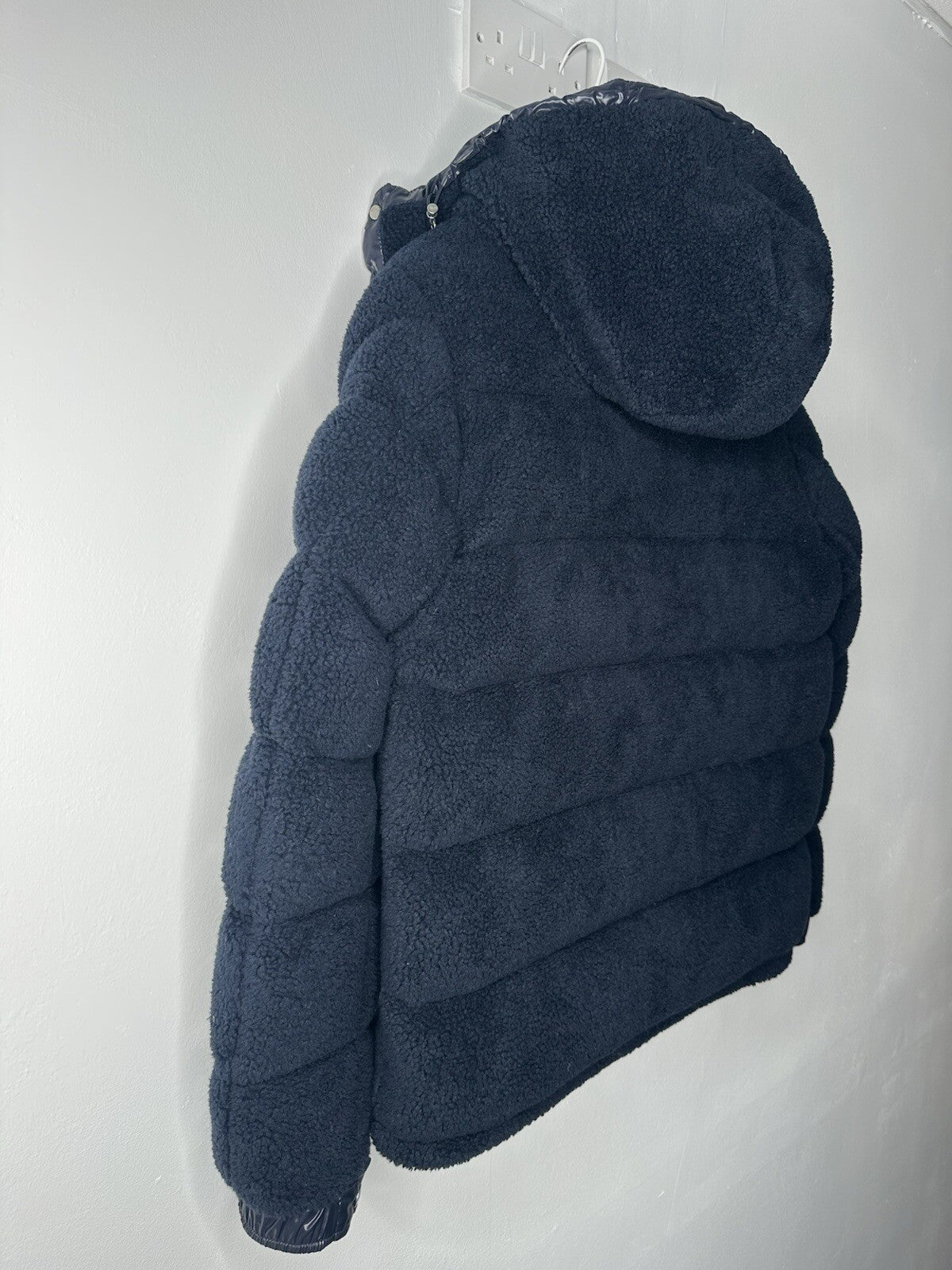 Moncler Michon Giubbotto Navy Blue Sherpa Fleece Down Jacket Size 4 / XL Mens