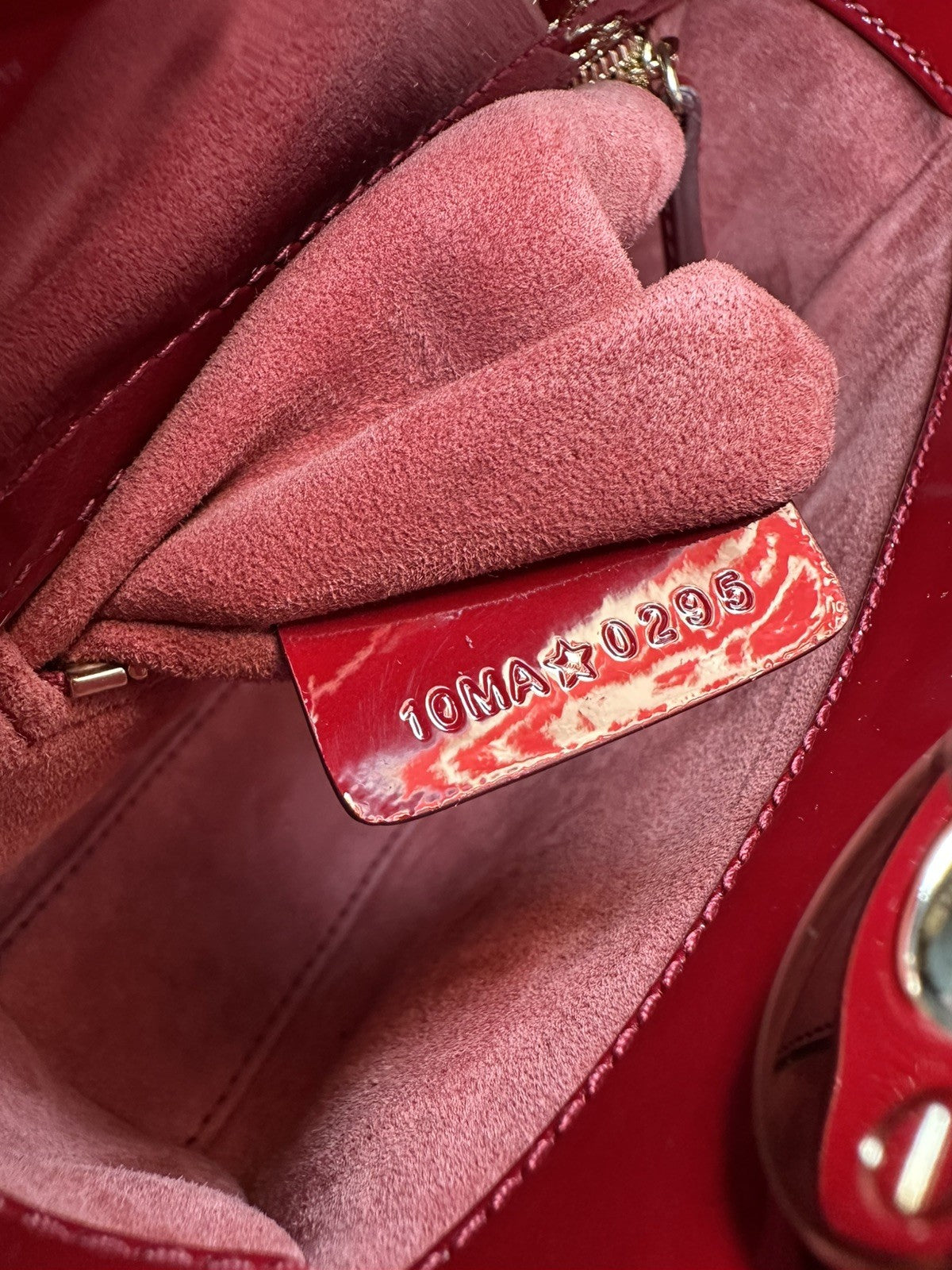 Lady Dior Mini Patent Leather Bag  Cherry Red - With Detachable Chain