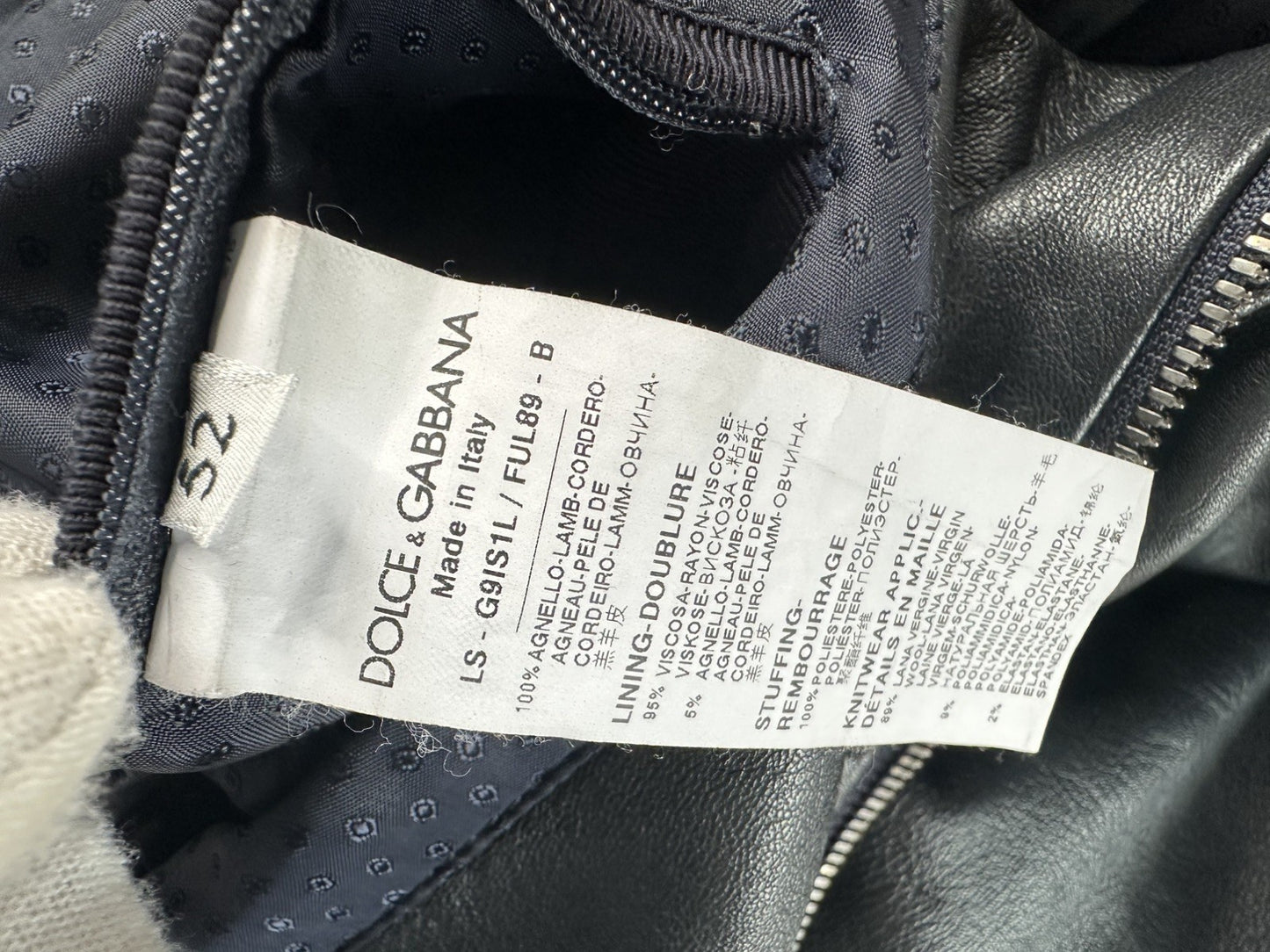 Dolce & Gabbana Dark Navy Lambskin Leather  Hooded Jacket Size 52 XL Mens