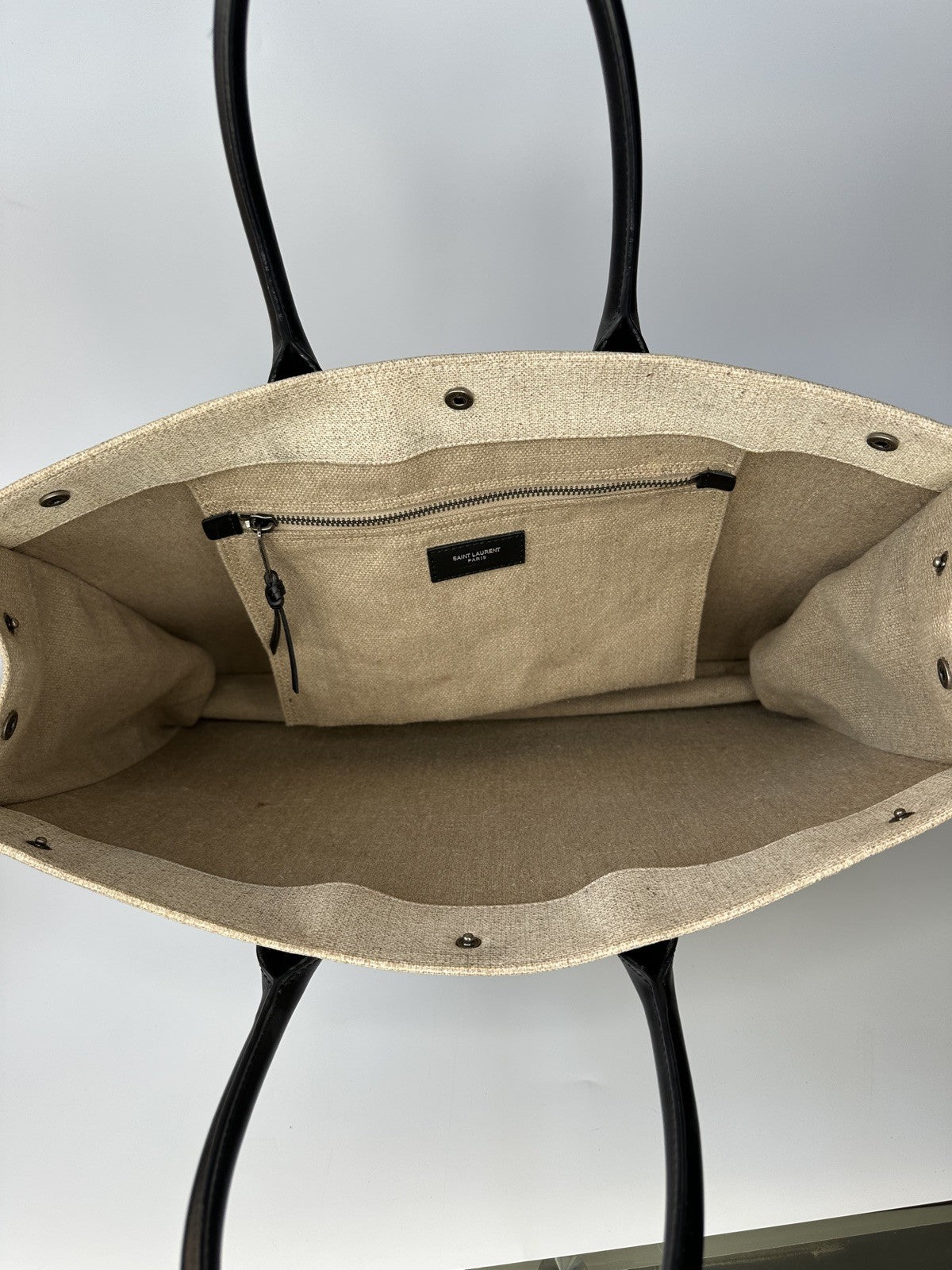 Saint Laurent Rive Gauche Tote Bag Canvas & Leather Unisex