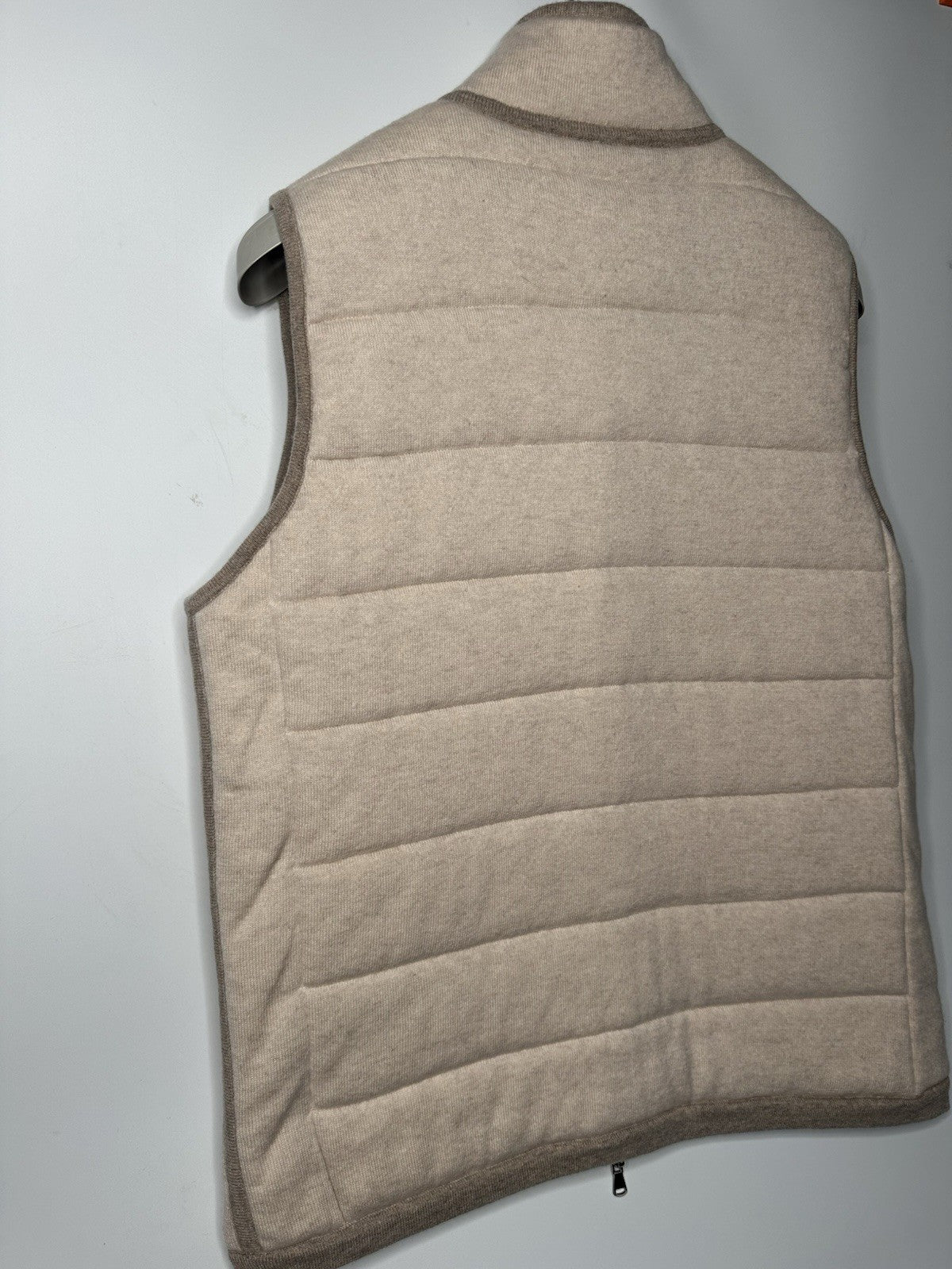 N.Peal Mens Cashmere Full Zip Gilet Size Large Sand RRP £895