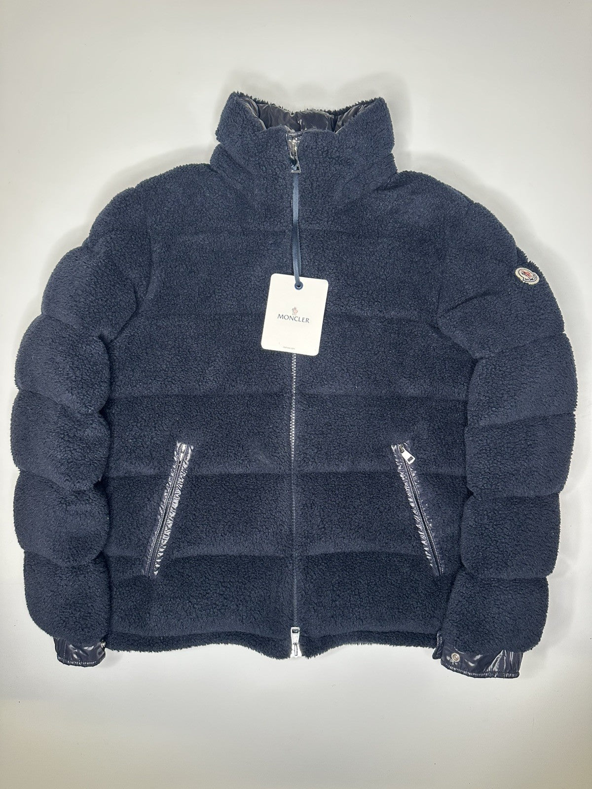 Moncler Michon Giubbotto Navy Blue Sherpa Fleece Down Jacket Size 4 / XL Mens